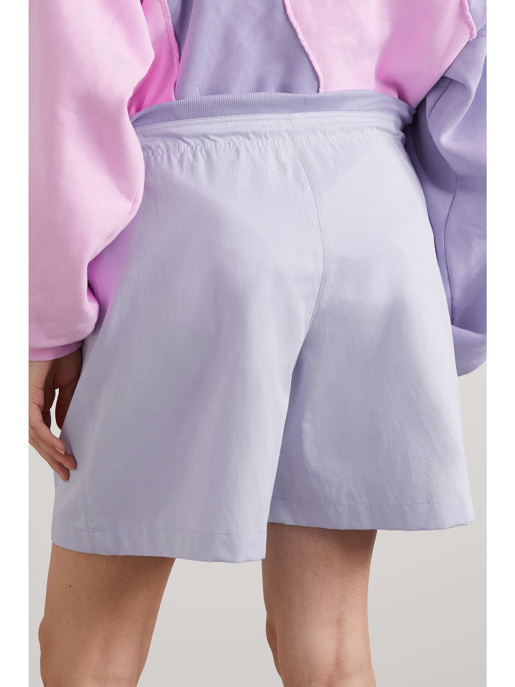 PARADISED Valley pleated cotton-twill and ribbed jersey shorts
