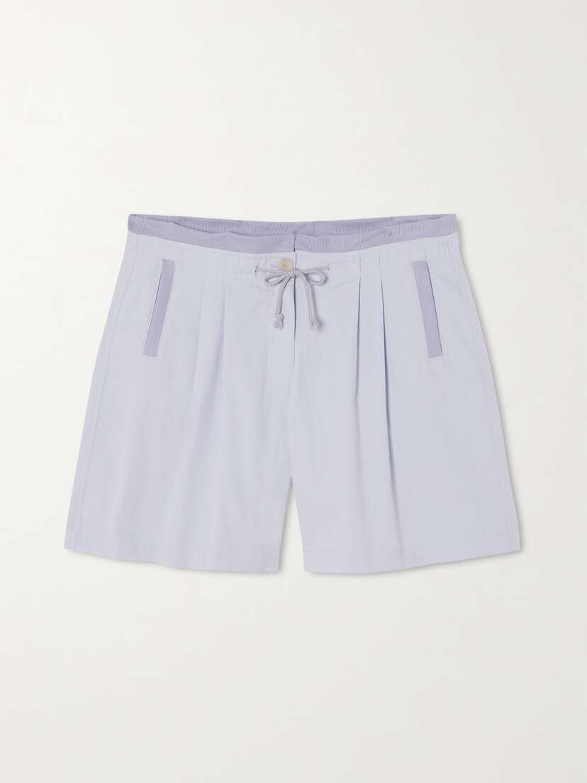 PARADISED Valley Pleated Cotton-twill And Ribbed Jersey Shorts
