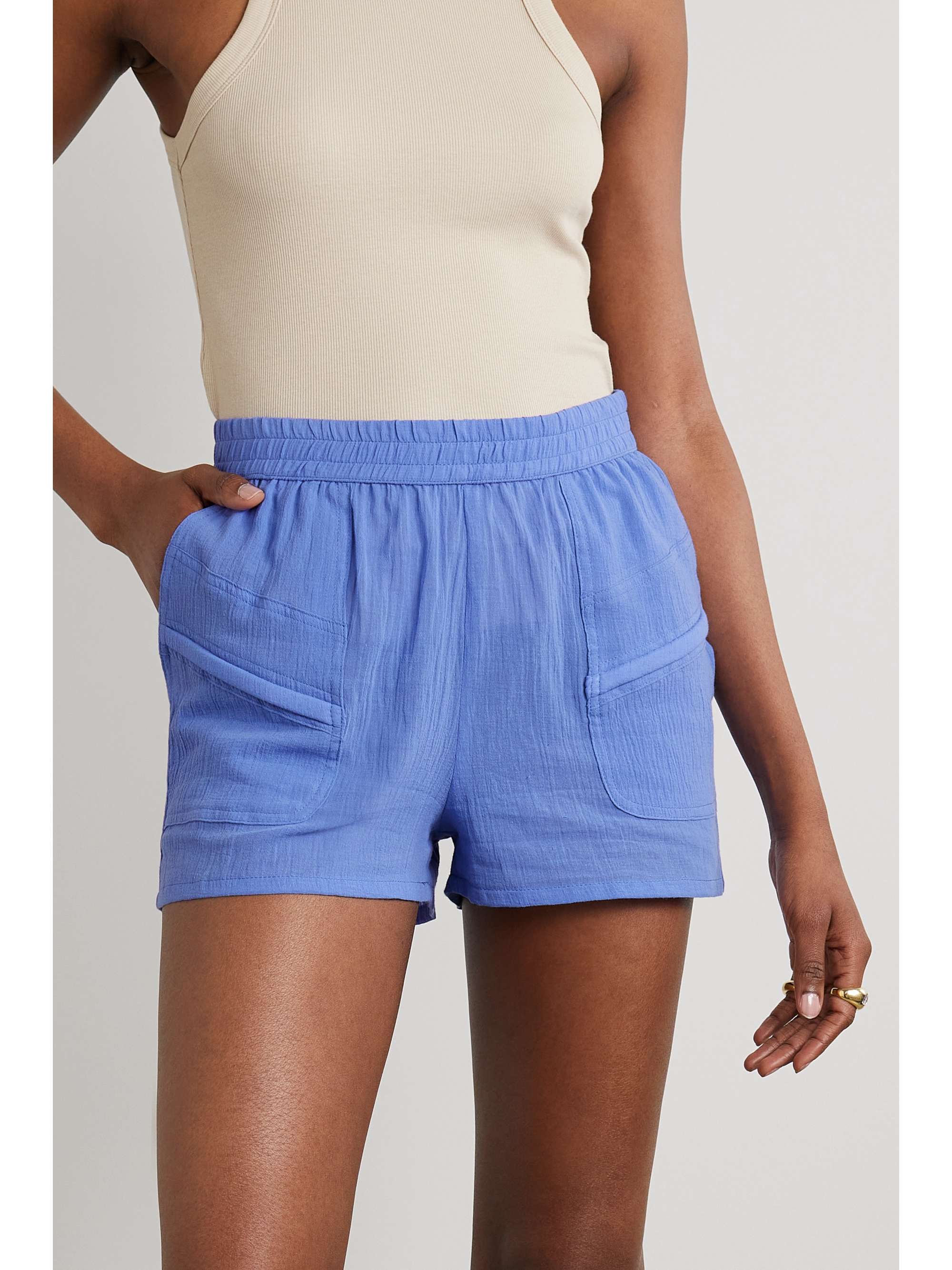 Blue Prim crinkled cotton-gauze shorts | PARADISED | NET-A-PORTER
