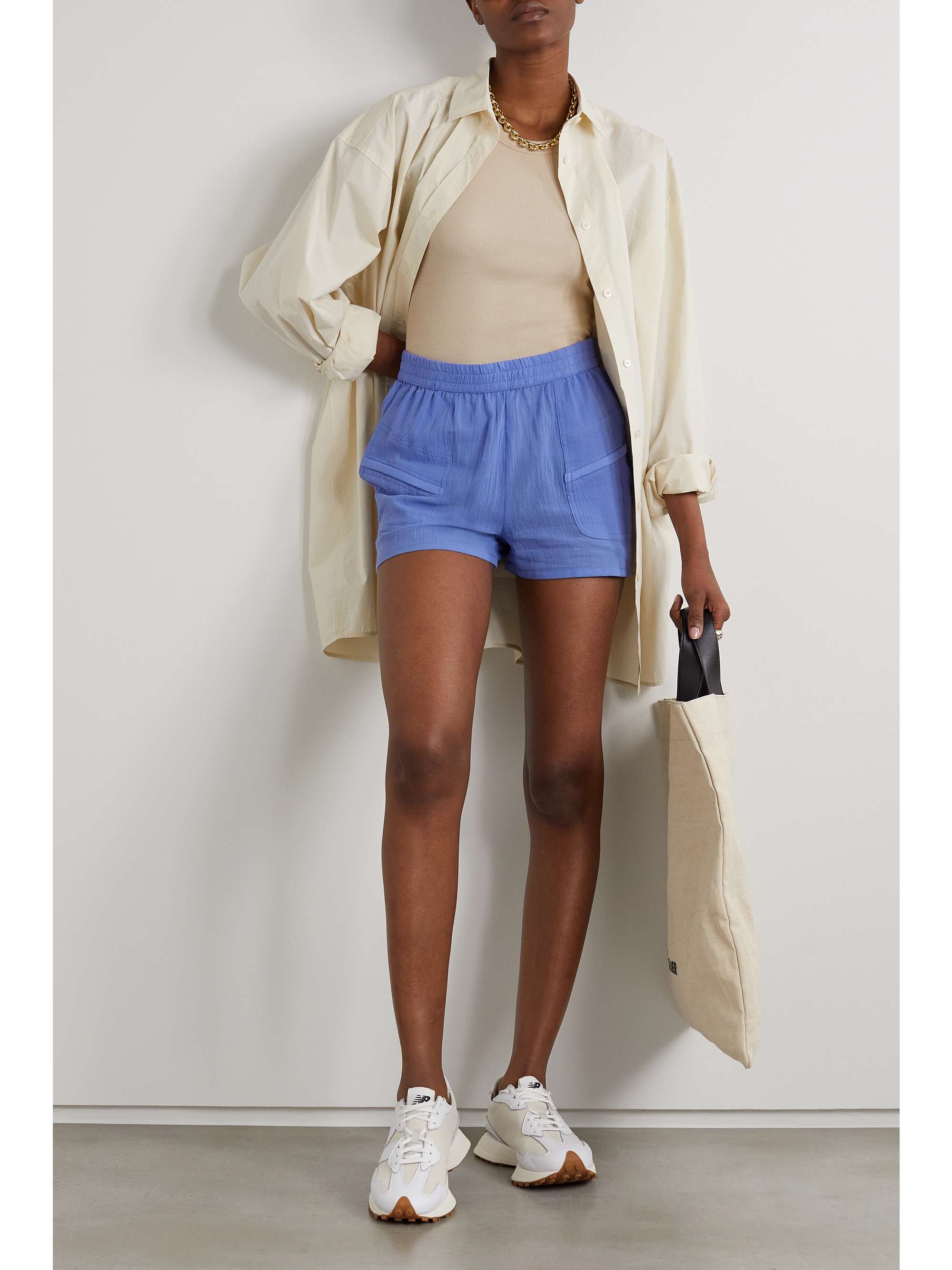 Blue Prim crinkled cotton-gauze shorts 
