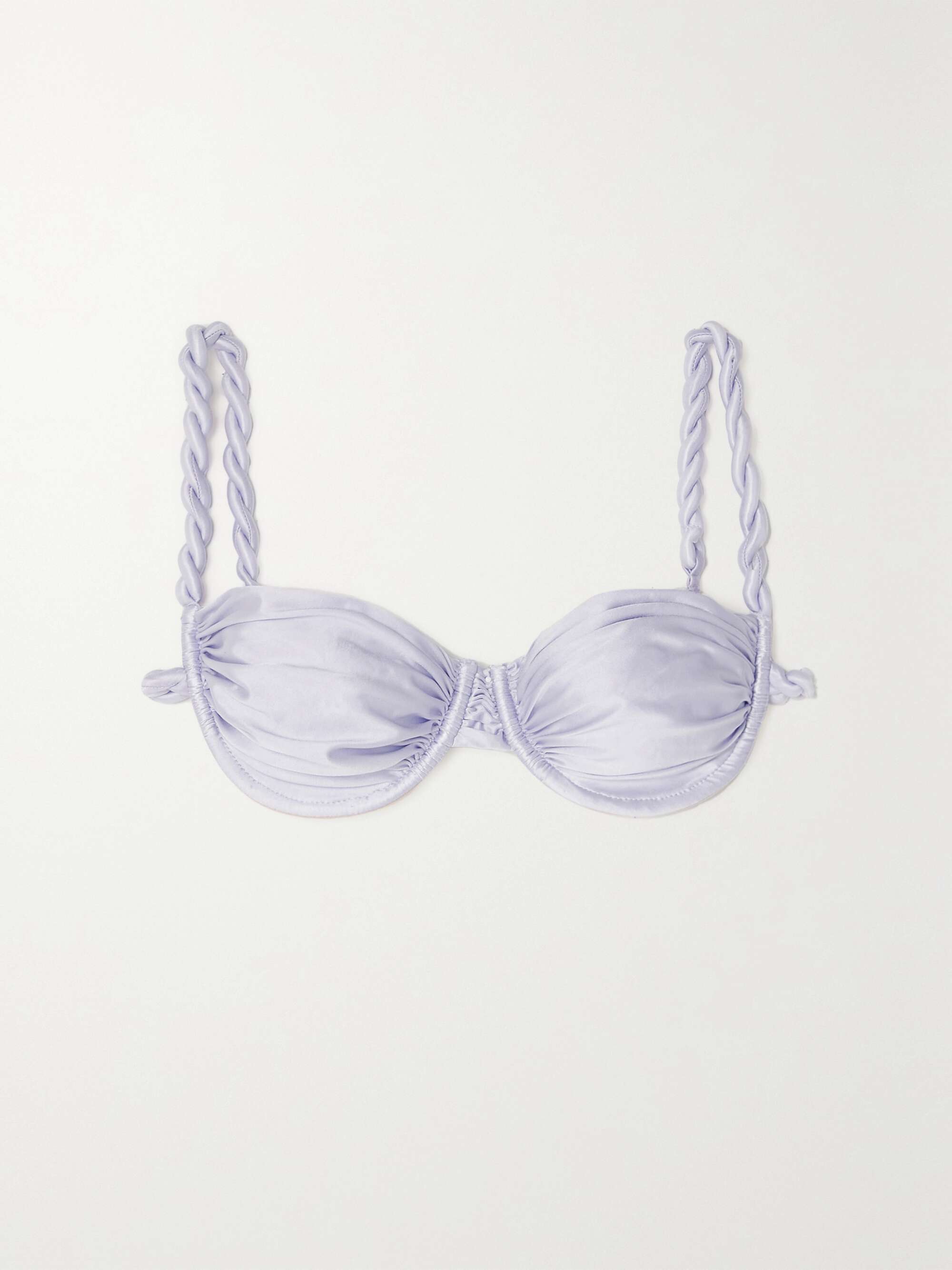 【ISA BOULDER】stretch-velvet underwired ビキニ トップ ISA BOULDER Twings Braided Ruched Metallic Stretch-velvet