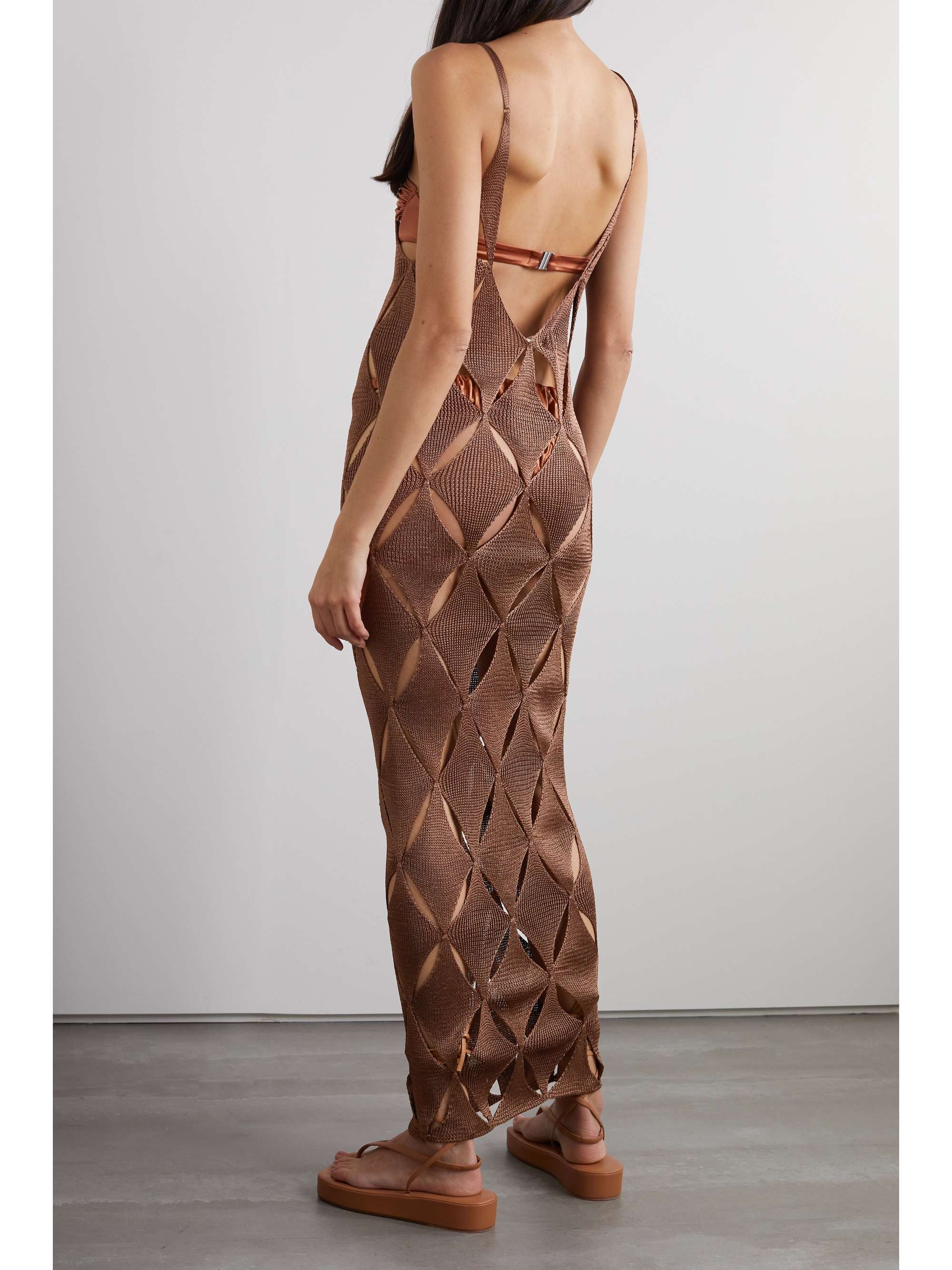 ISA BOULDER First Argyle cutout knitted maxi dress