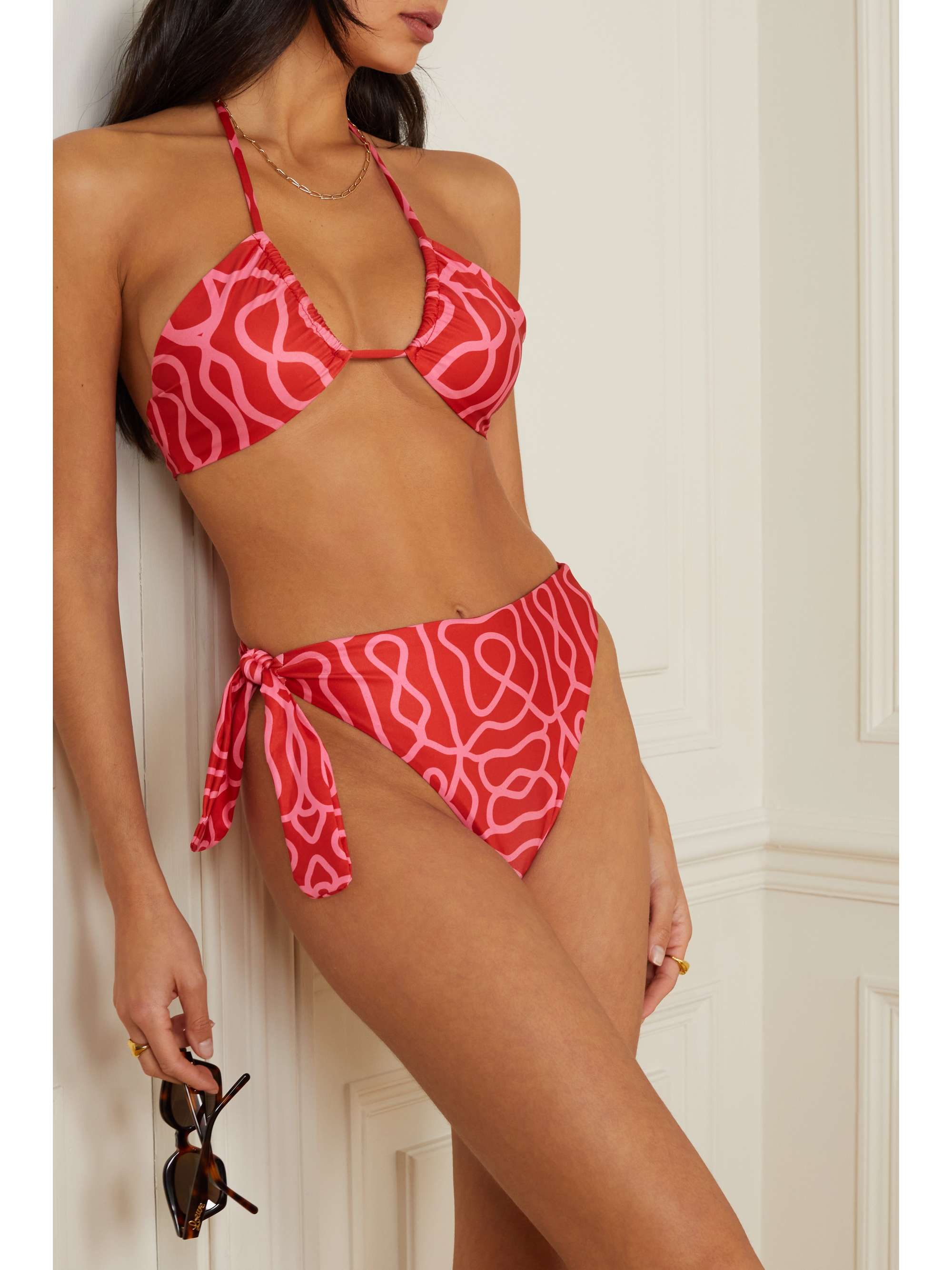 AGUA BY AGUA BENDITA Candela printed recycled halterneck bikini top