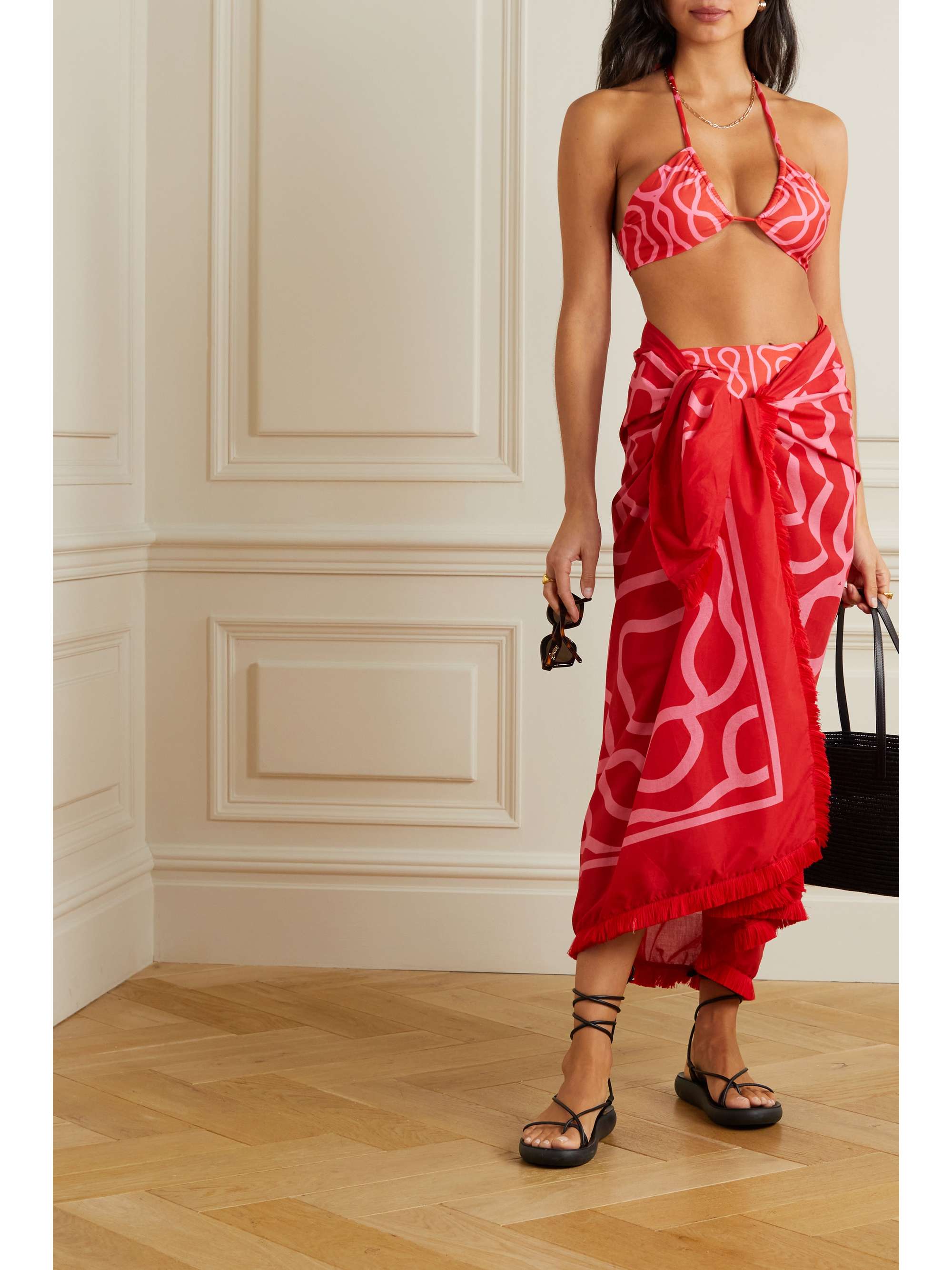 AGUA BY AGUA BENDITA Candela printed recycled halterneck bikini top