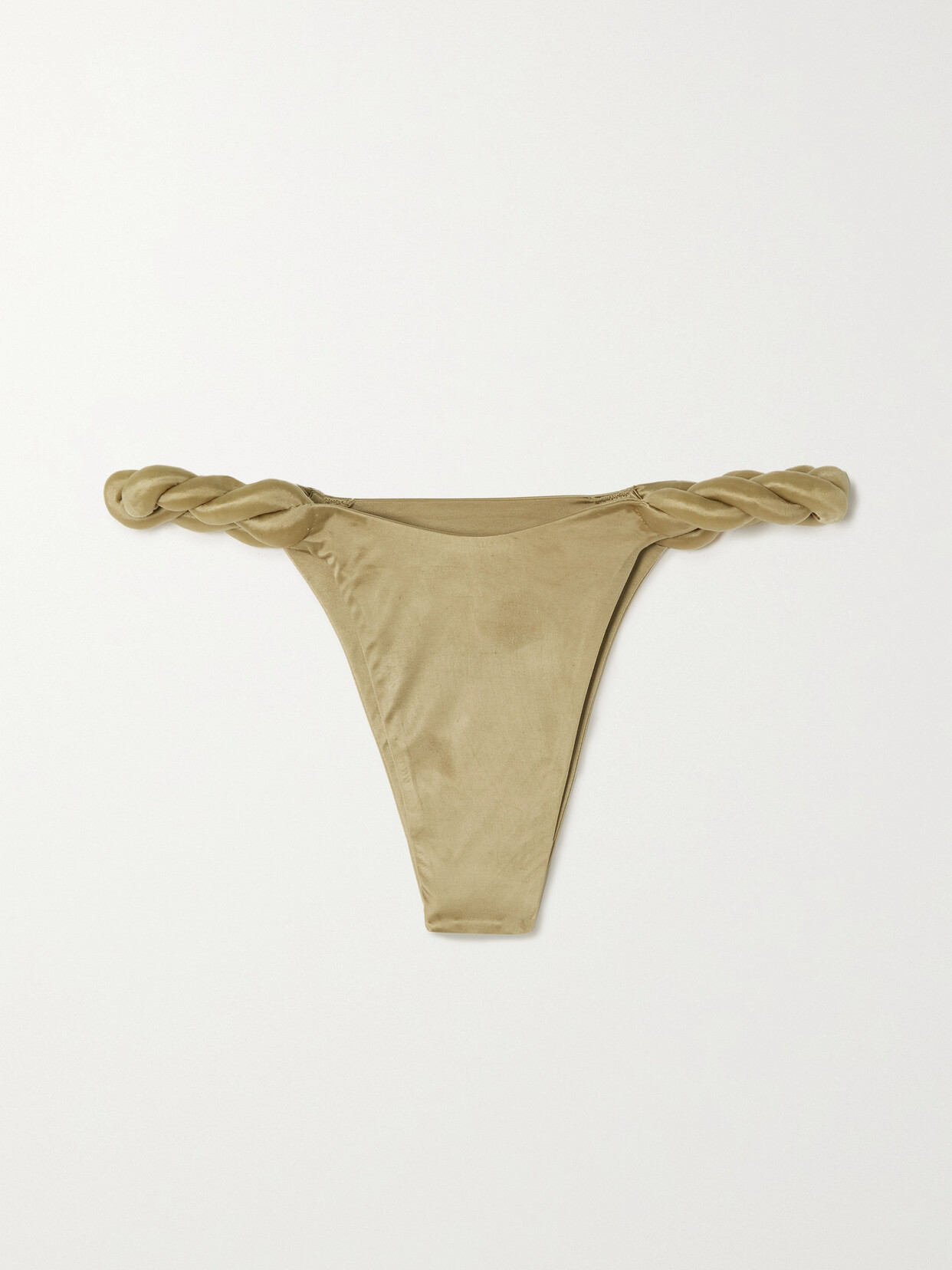 Isa Boulder Metallic Twisted Stretch-satin Bikini Briefs