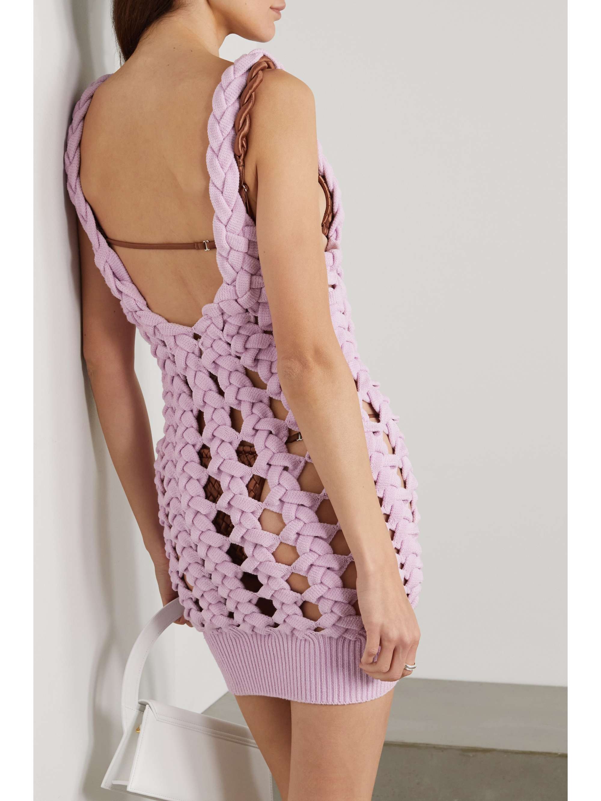 ISA BOULDER Crochet-knit mini dress