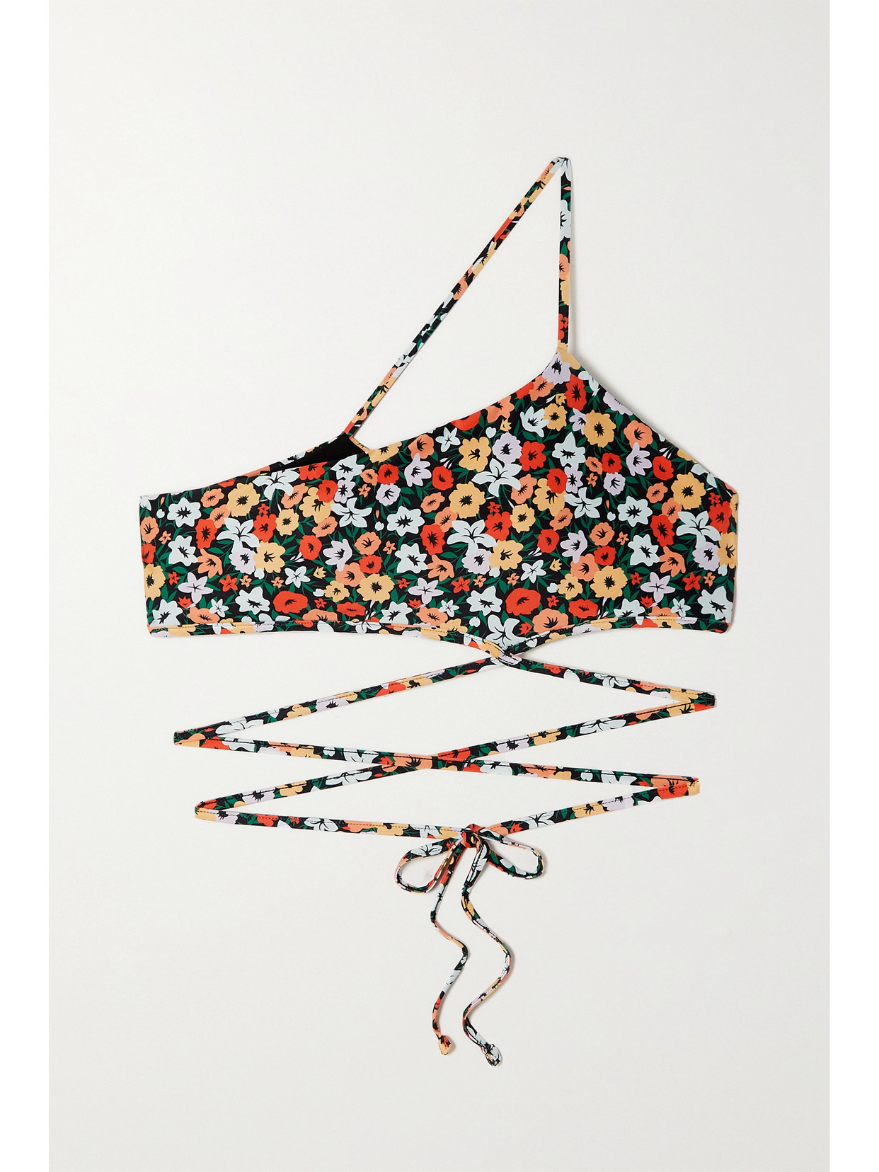 Agua by Agua Bendita Azucena One-shoulder Floral-print Recycled Bikini Top - Red