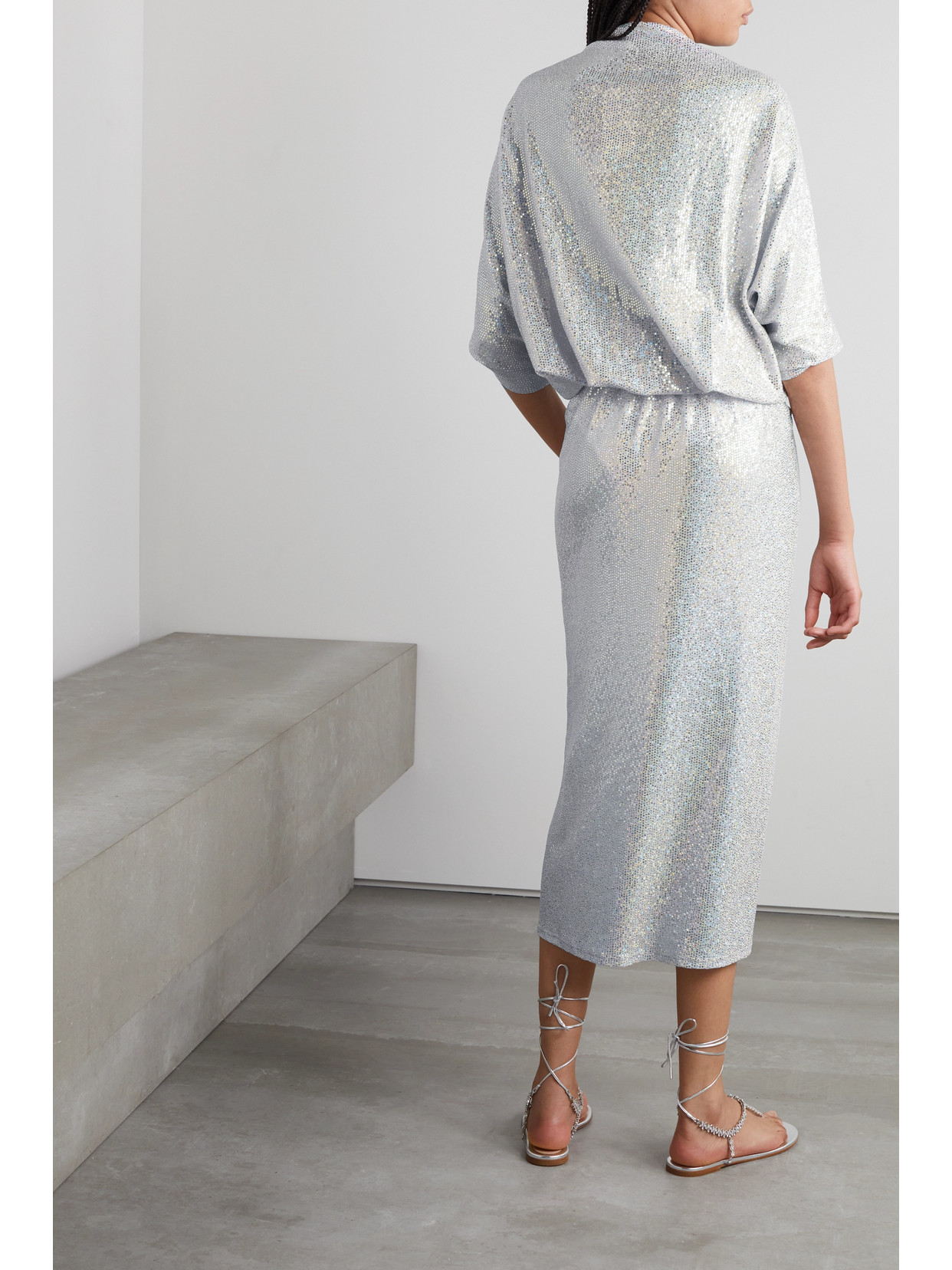 Dodo Bar Or Kimel Knotted Sequined Tulle Coverup In Metallic