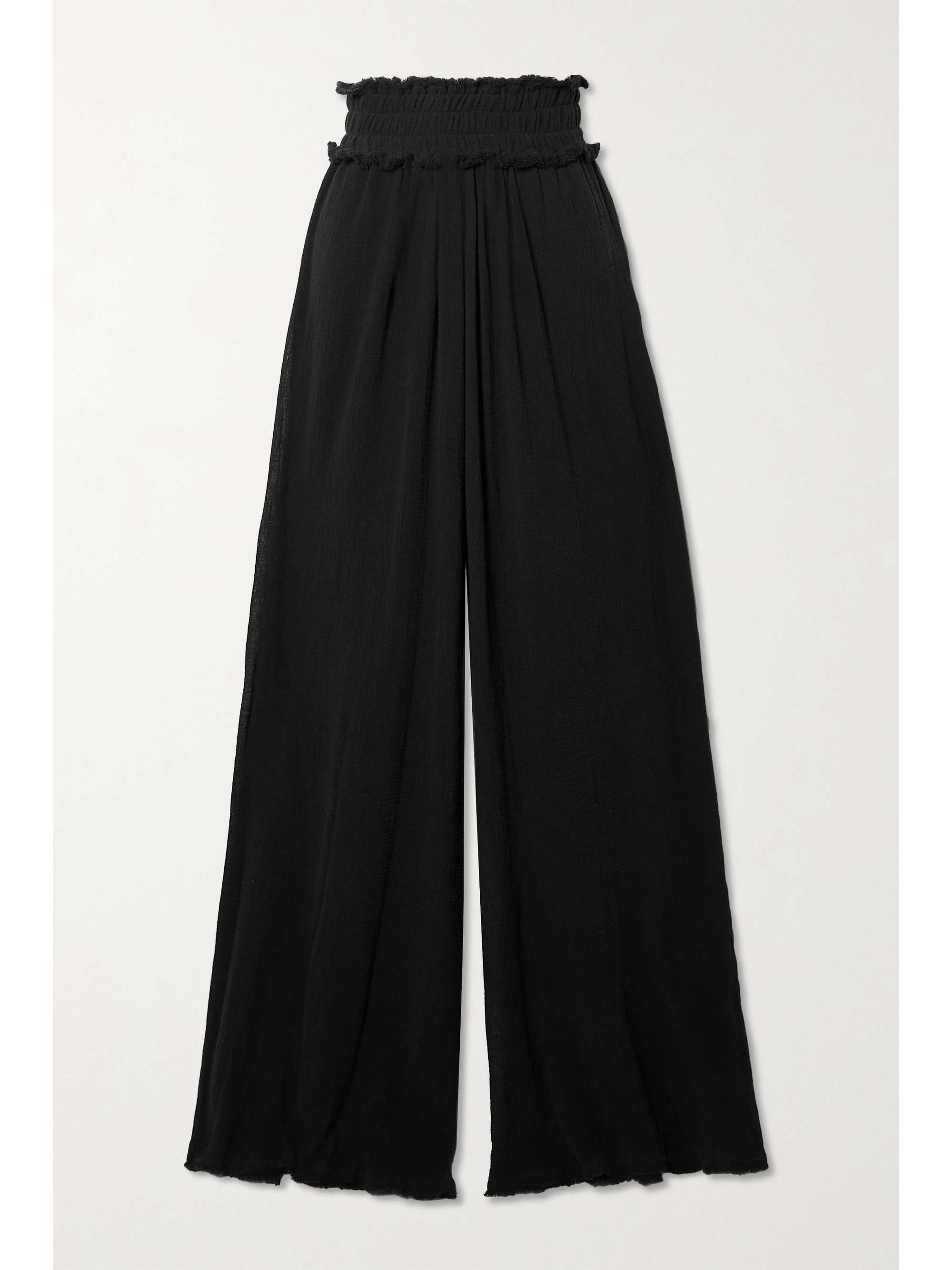 Black Hix frayed cotton-gauze flared 
