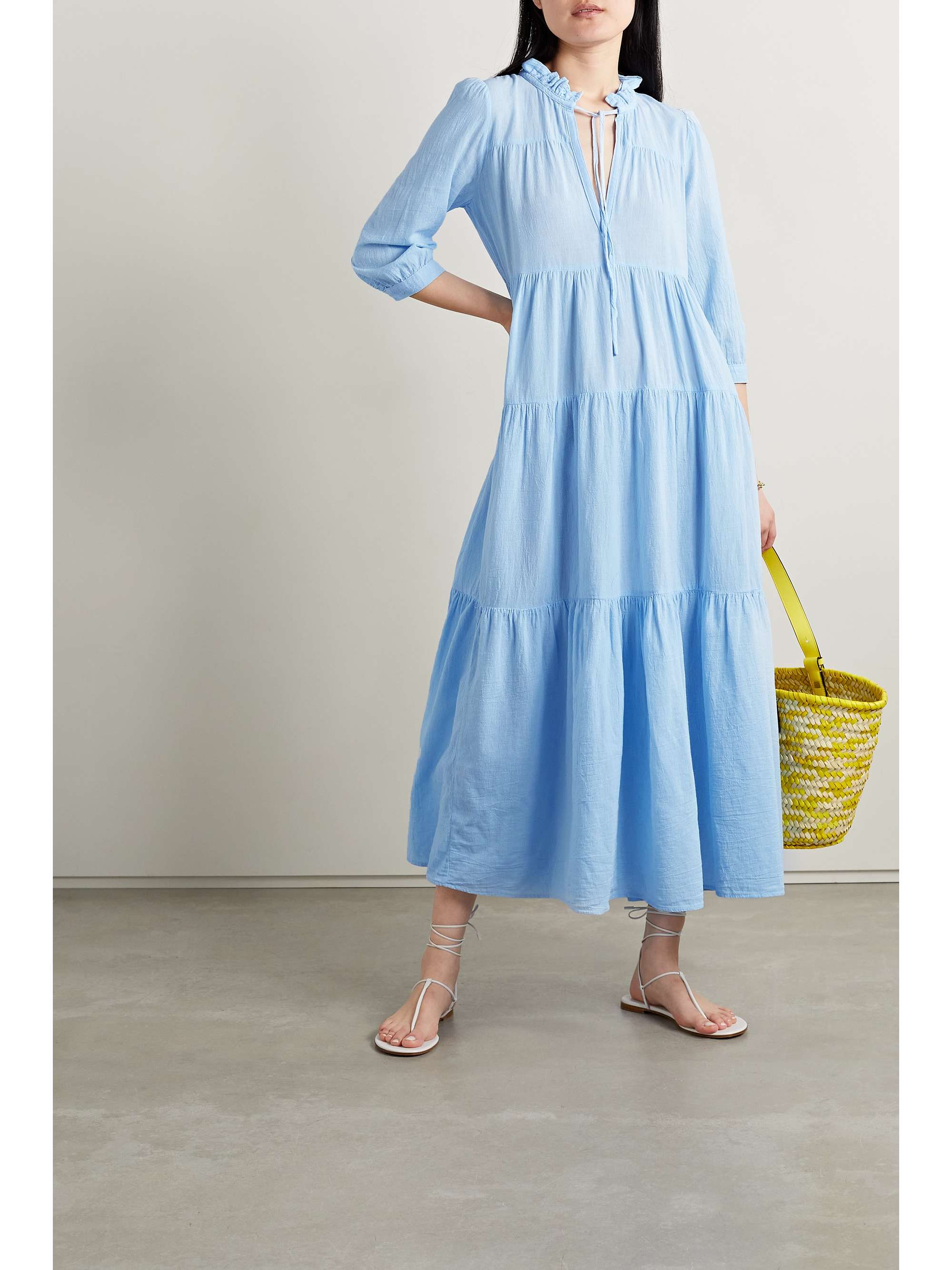 HONORINE Giselle tiered crinkled cottongauze maxi dress NETAPORTER