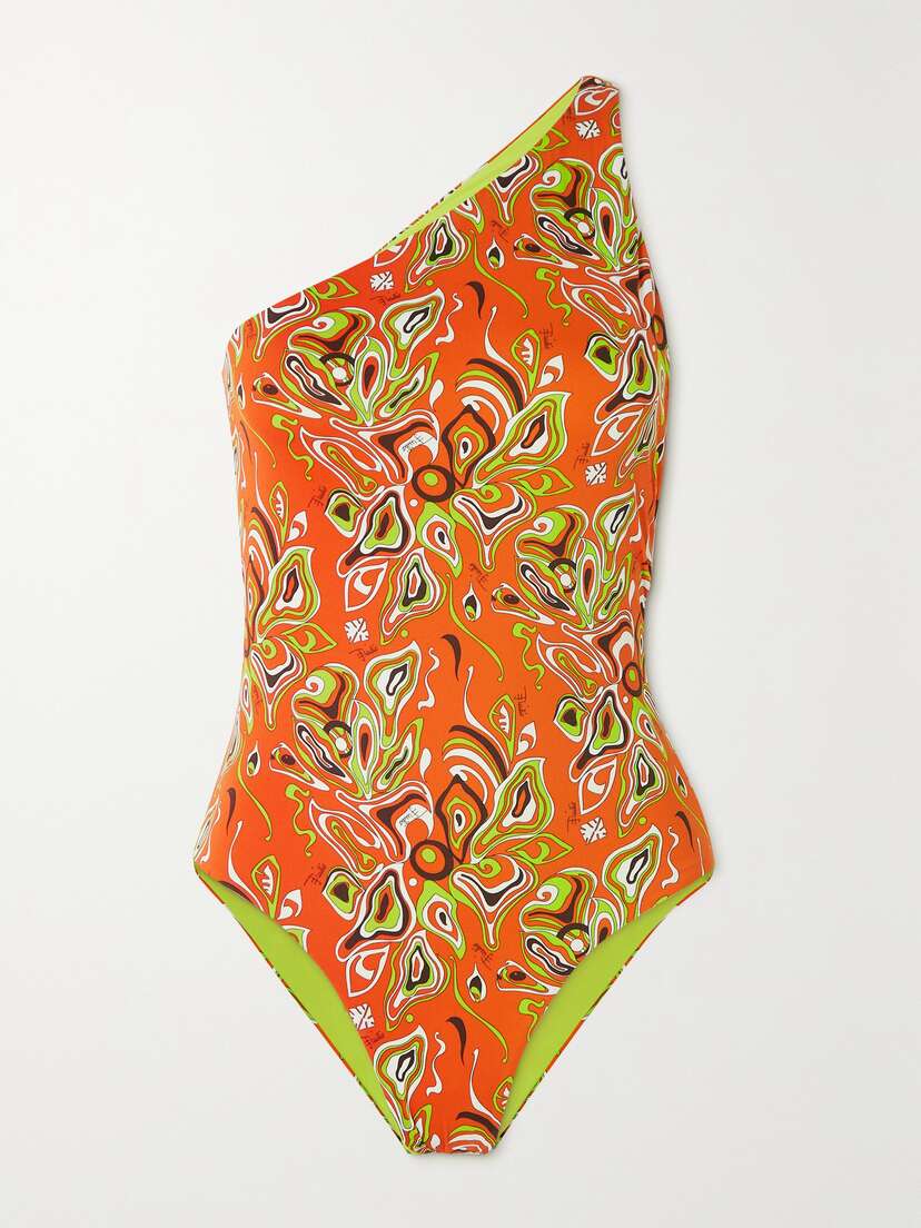 PUCCI One-shoulder Open-back Printed Swimsuit