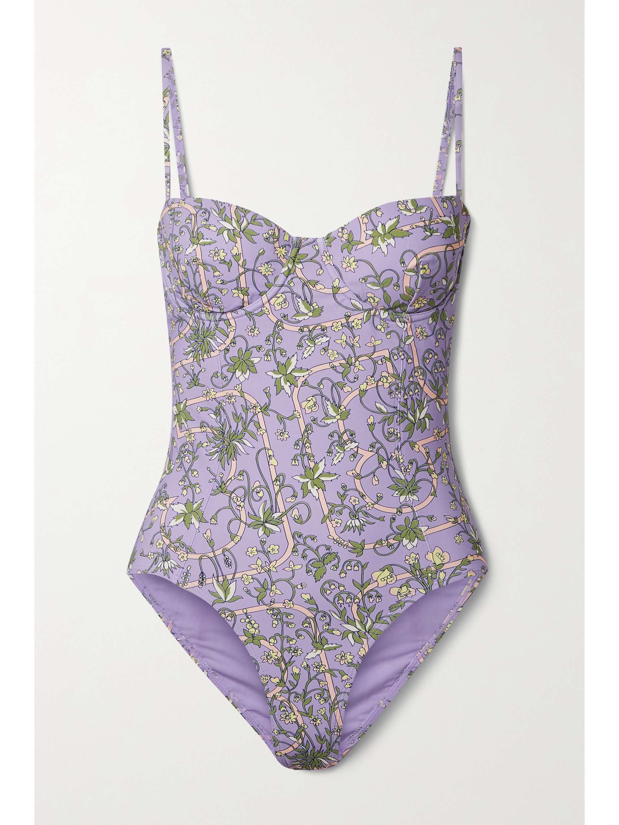 Purple Floral-print underwired swimsuit | TORY BURCH | NET-A-PORTER