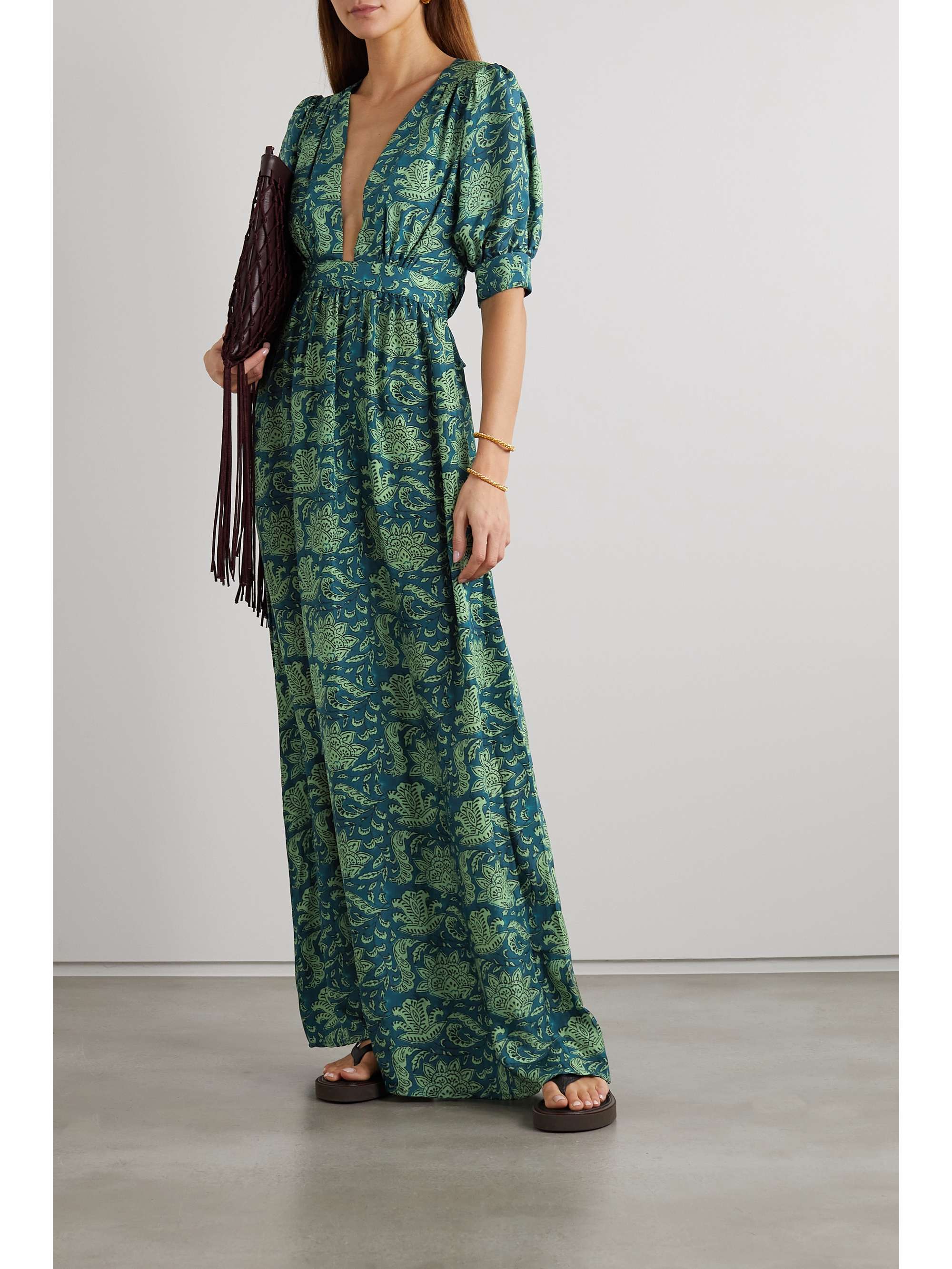 HANNAH ARTWEAR Surya open-back floral-print silk-habotai maxi dress ...