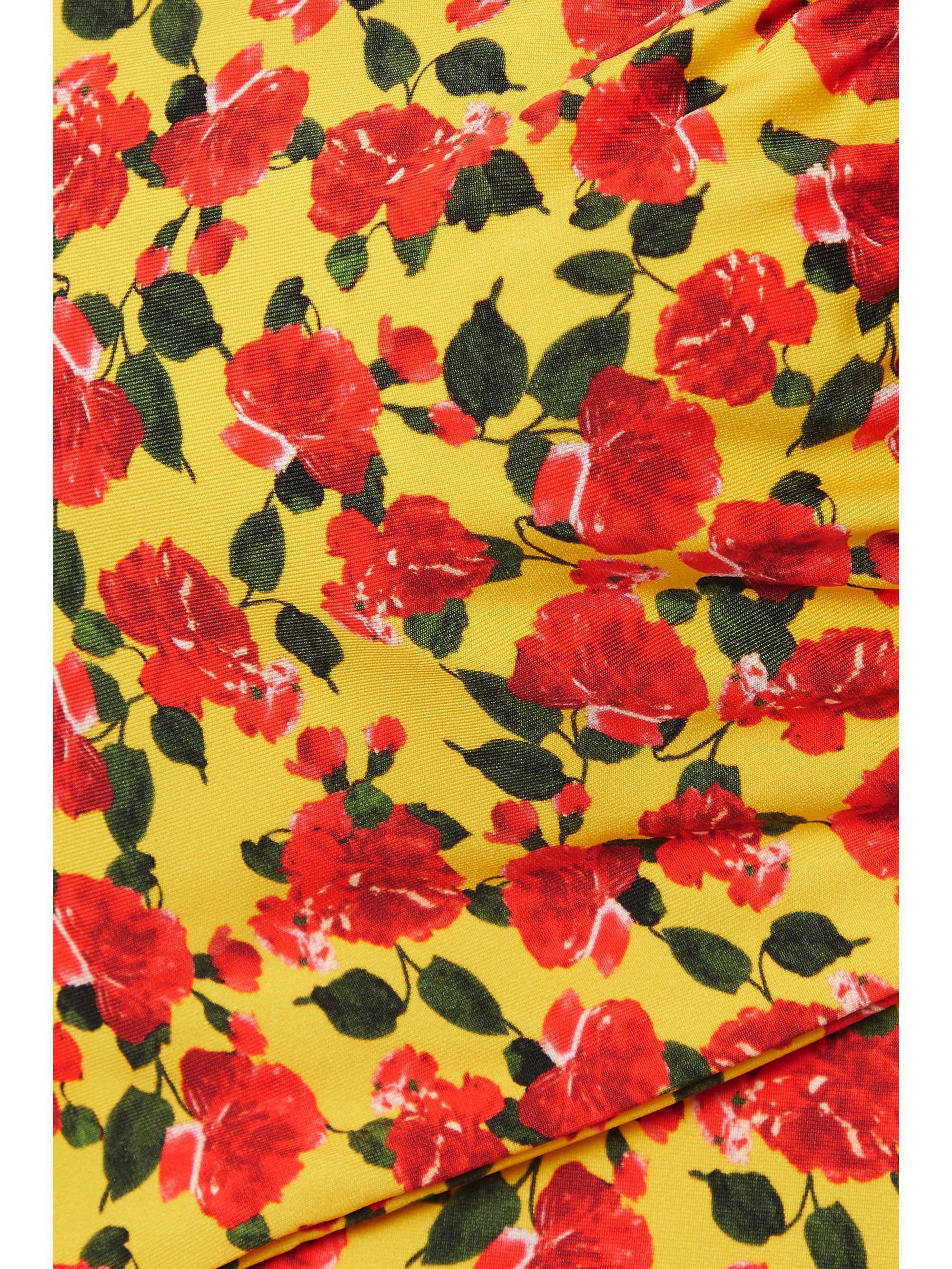 MAGDA BUTRYM Ruched floral-print halterneck bikini top