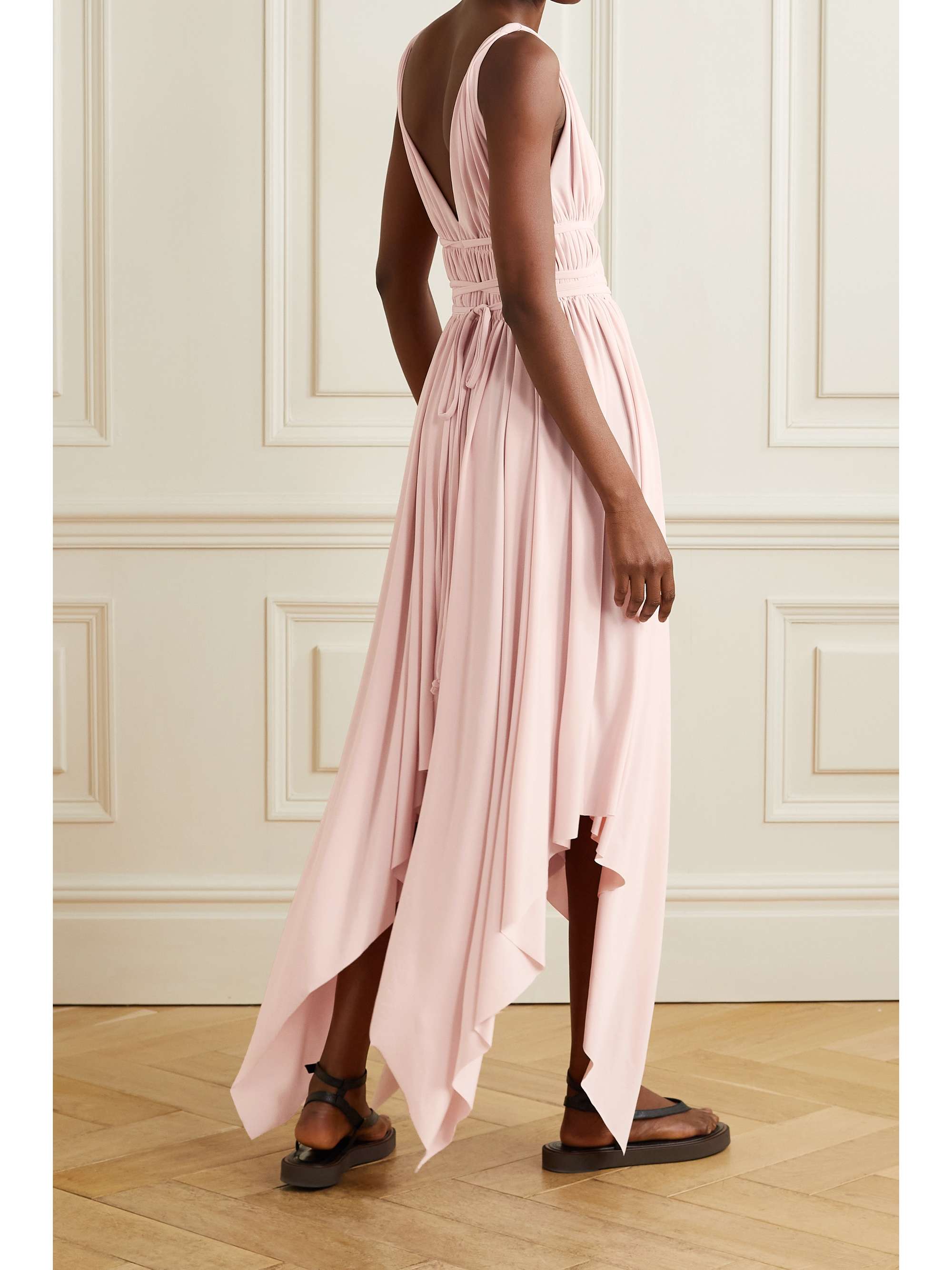 NORMA KAMALI Goddess asymmetric gathered stretch-jersey dress