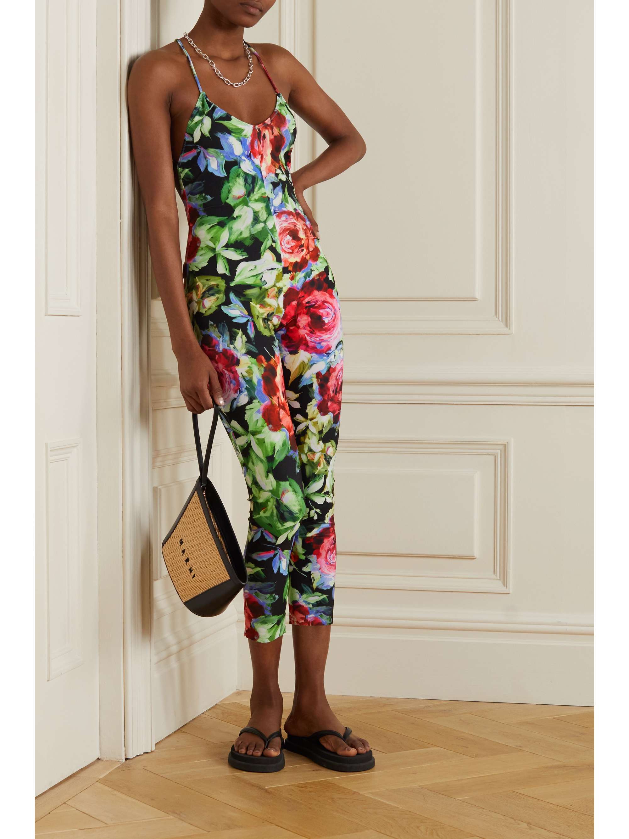 NORMA KAMALI Fara open-back floral-print stretch-jersey jumpsuit