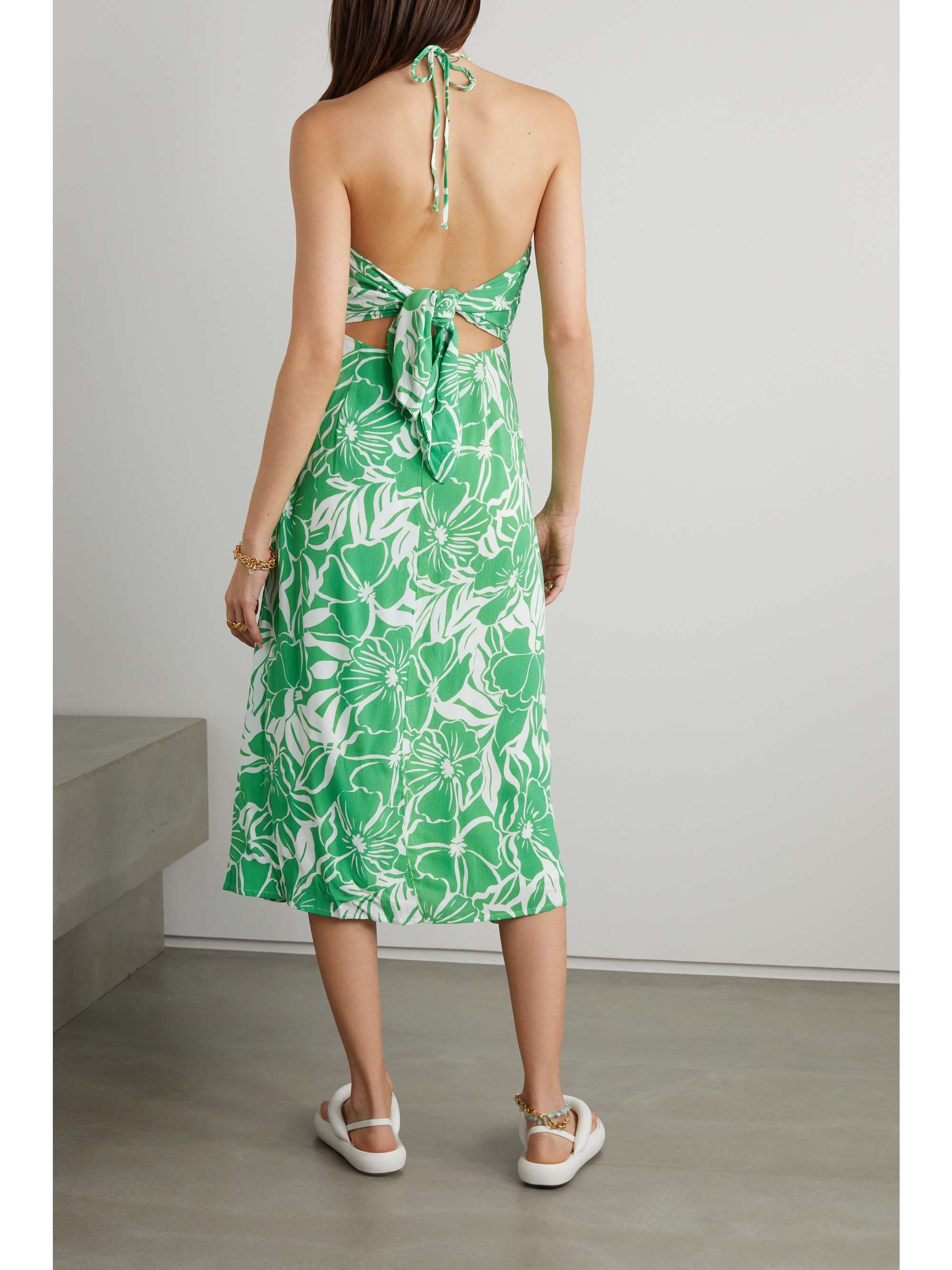 FAITHFULL THE BRAND Taormina floral-print crepe halterneck midi dress