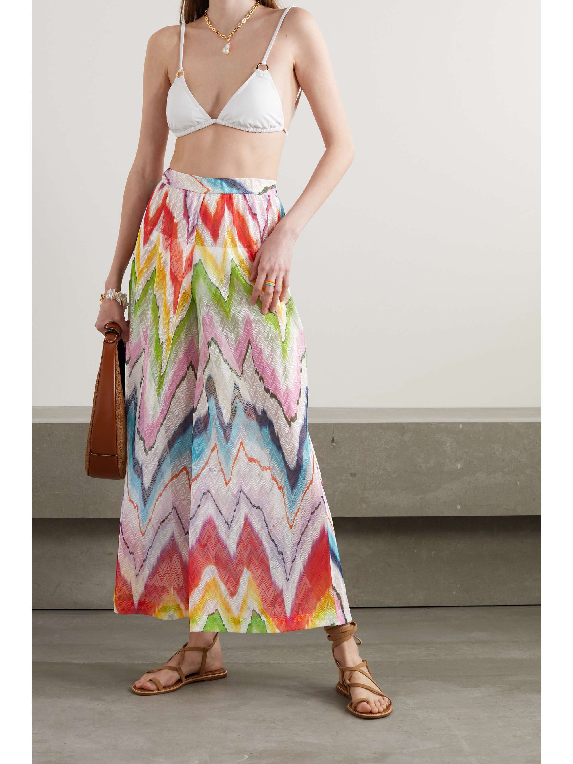 Red Mare cropped striped crochet-knit 