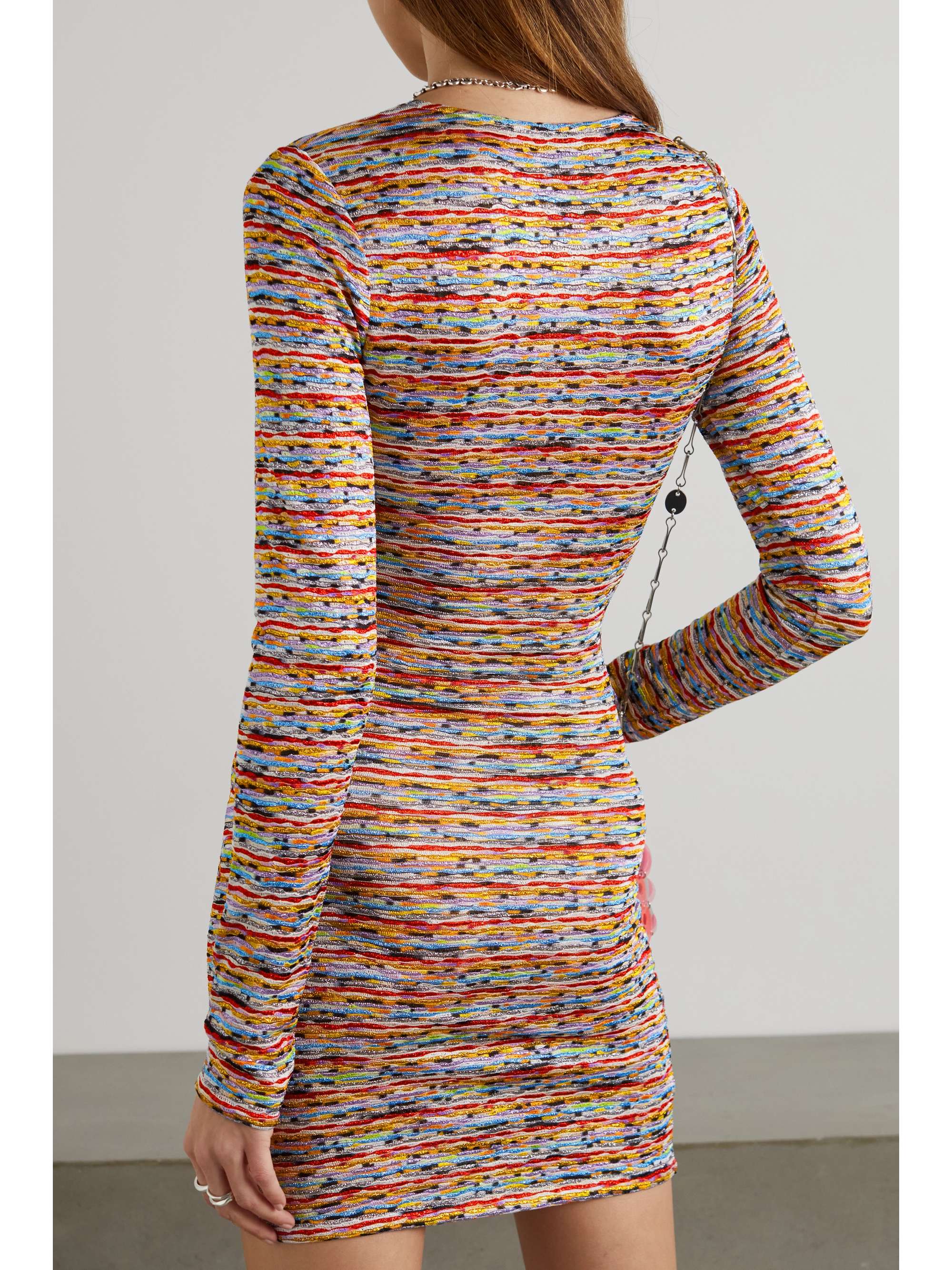 MISSONI Striped stretch-tulle mini dress