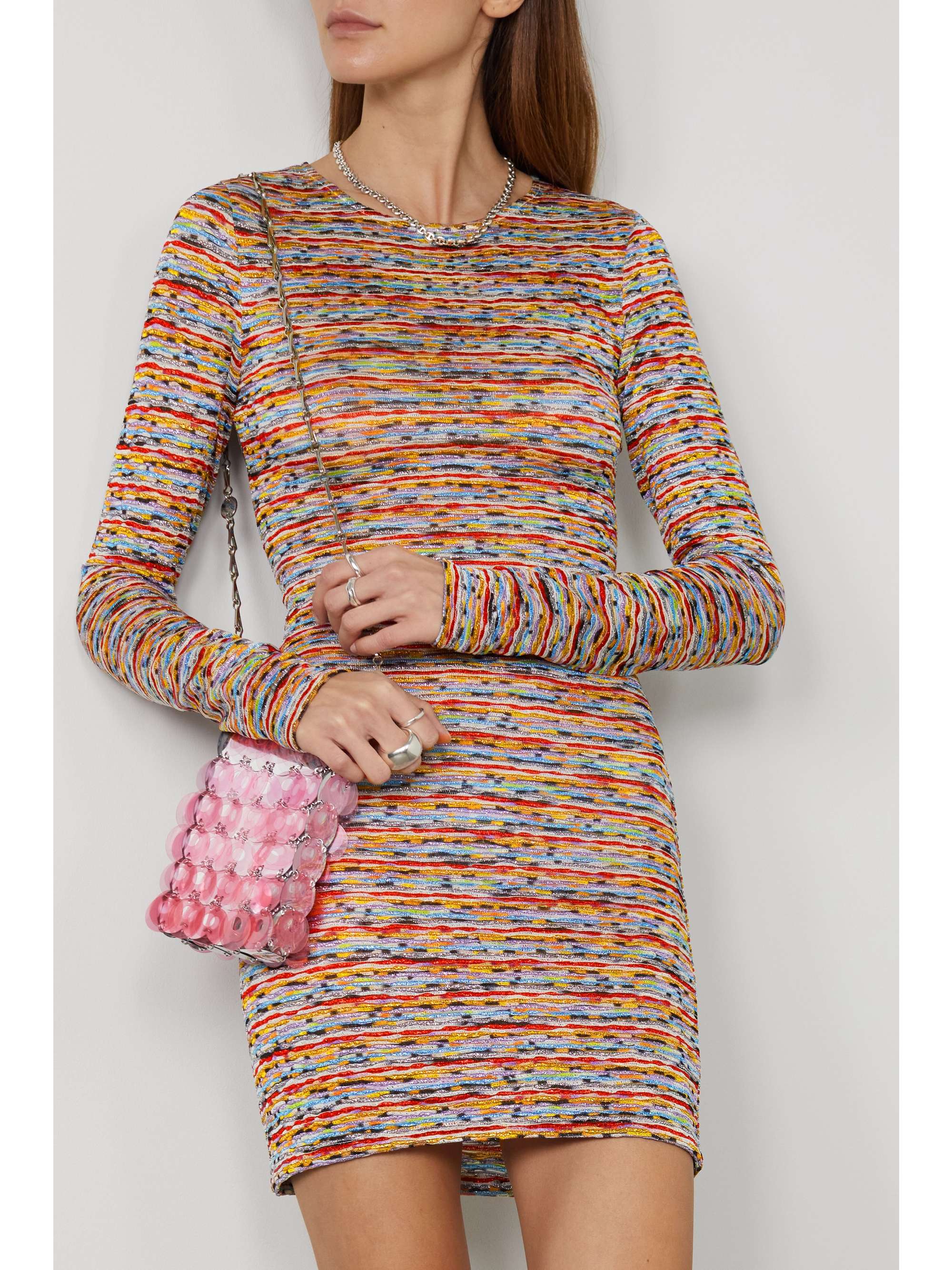MISSONI Striped stretch-tulle mini dress