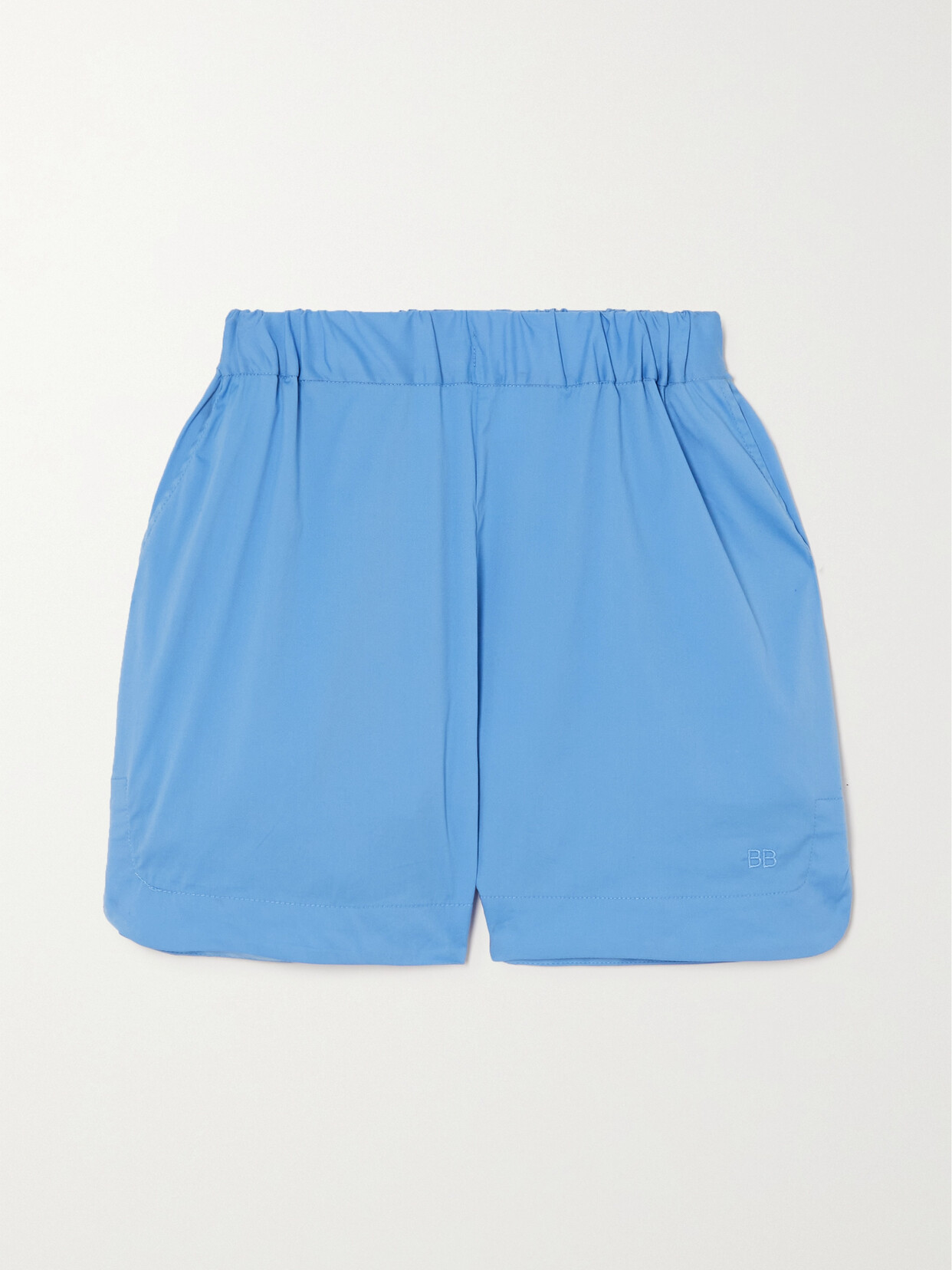 BONDI BORN - Ios Embroidered Organic Cotton-blend Poplin Shorts - Blue