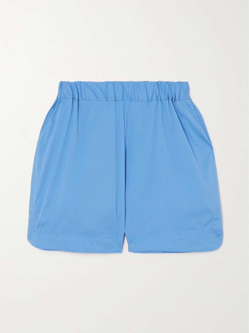 Bondi Born Ios Embroidered Organic Cotton-blend Poplin Shorts