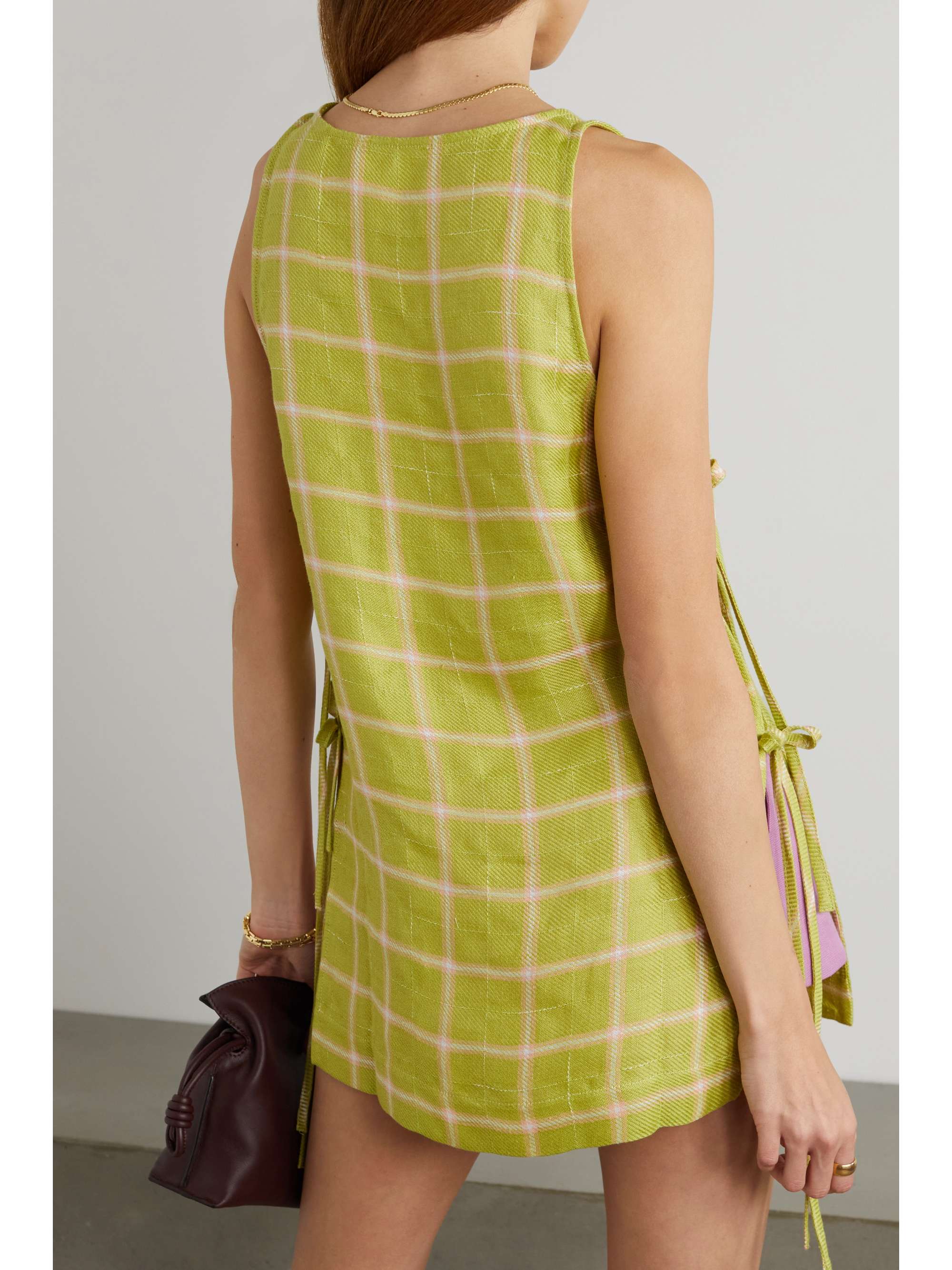 Lime green Kauai checked linen mini 