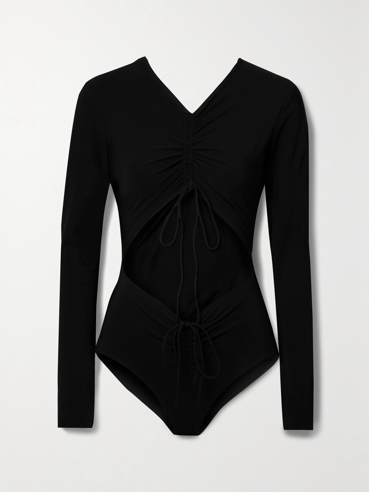 Christopher Esber - Cutout Tie-front Ruched Swimsuit - Black 22 Awaiting product image