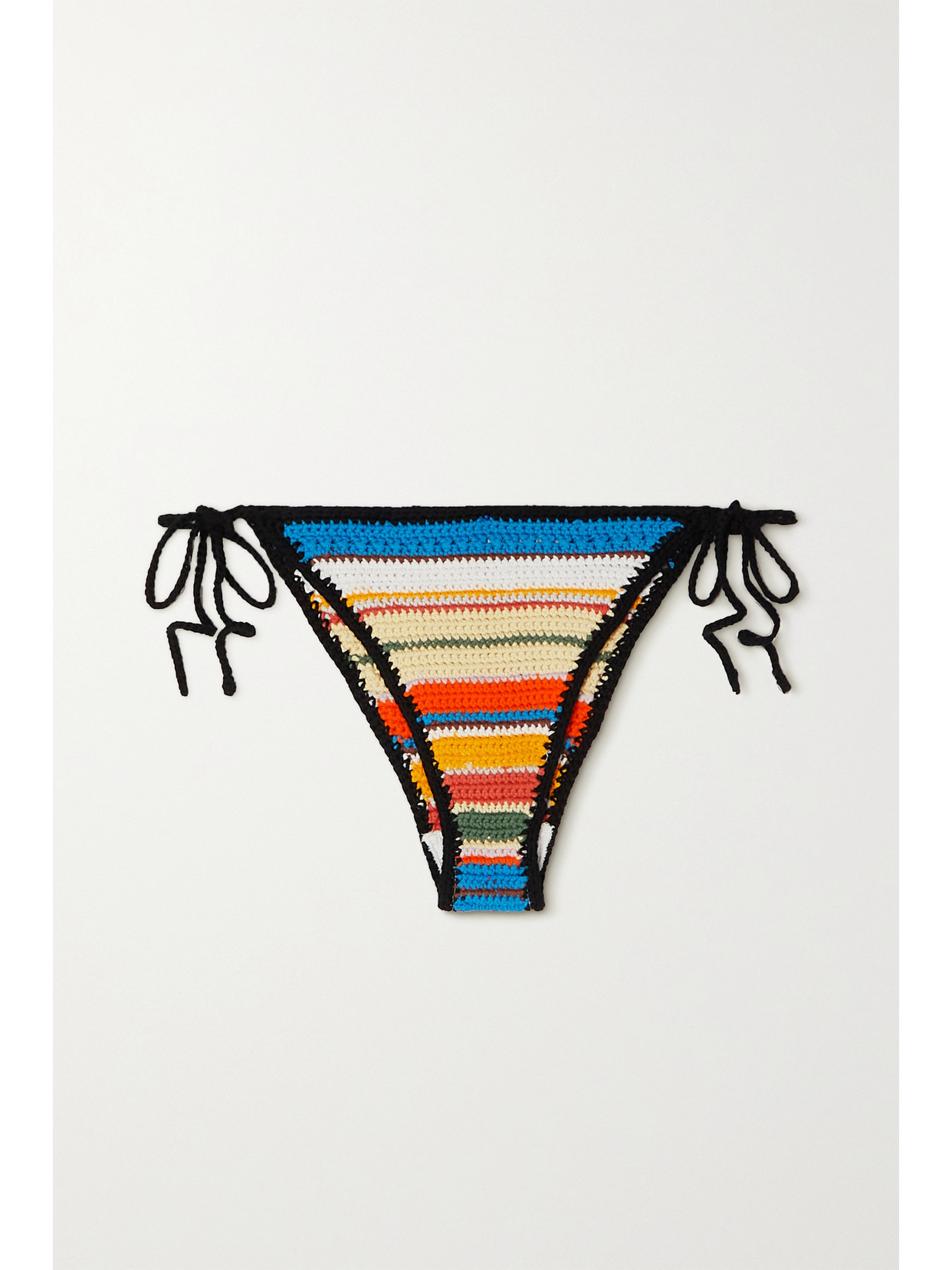 GANNI STRIPED CROCHETED ORGANIC COTTON BIKINI BRIEFS