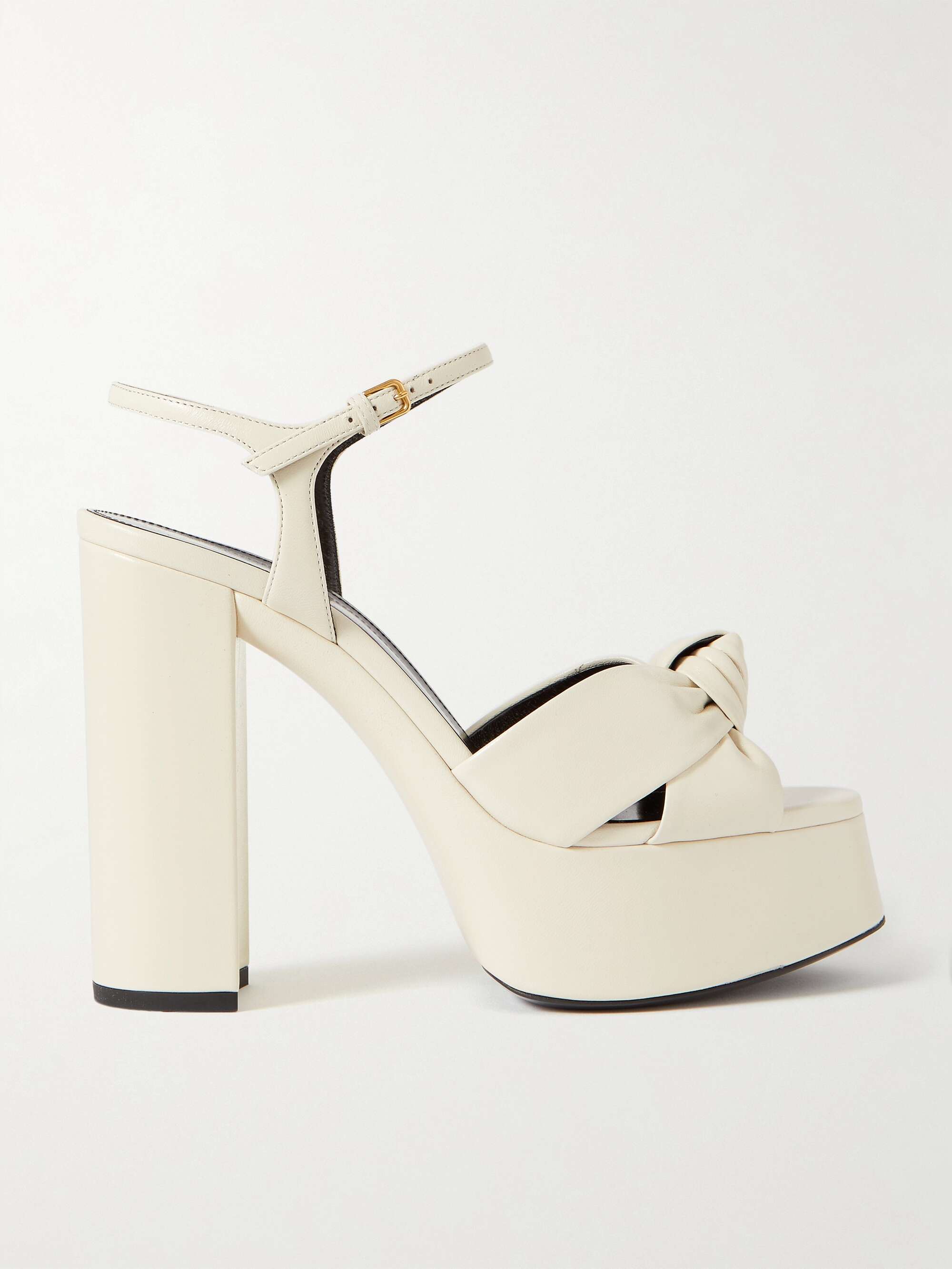 SAINT LAURENT Bianca knotted leather platform sandals | NET-A-PORTER