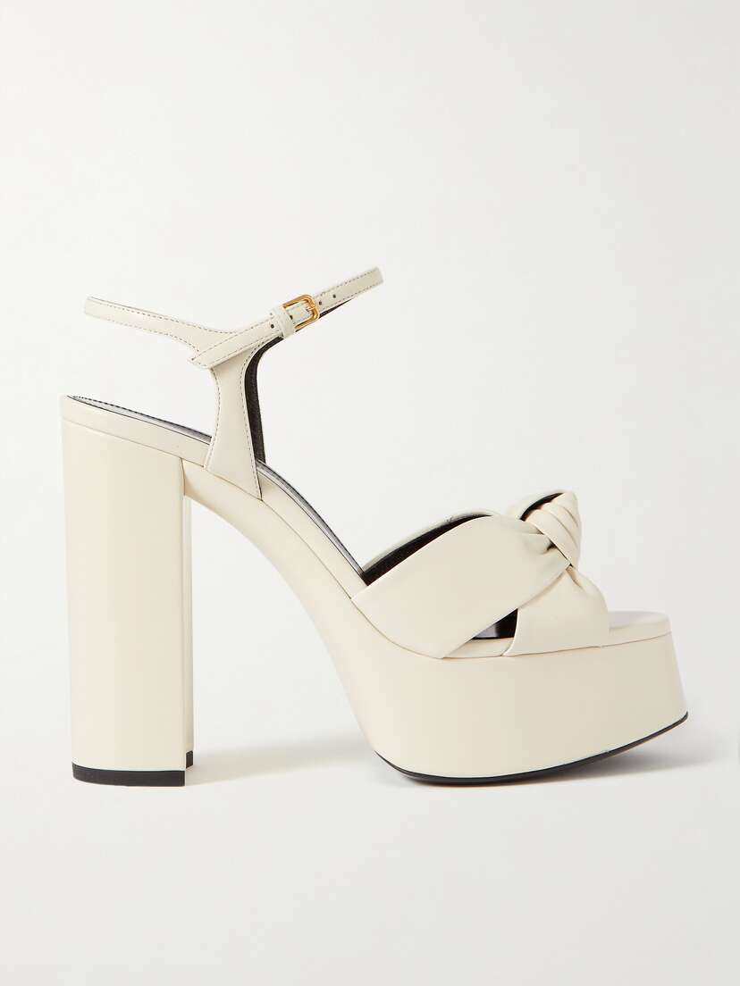 Saint Laurent Bianca Knotted Leather Platform Sandals