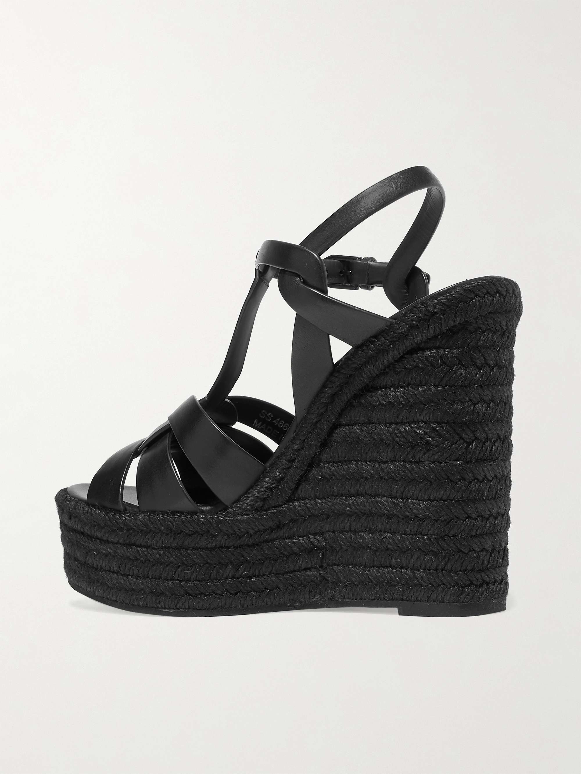 SAINT LAURENT Tribute woven leather espadrille wedge sandals