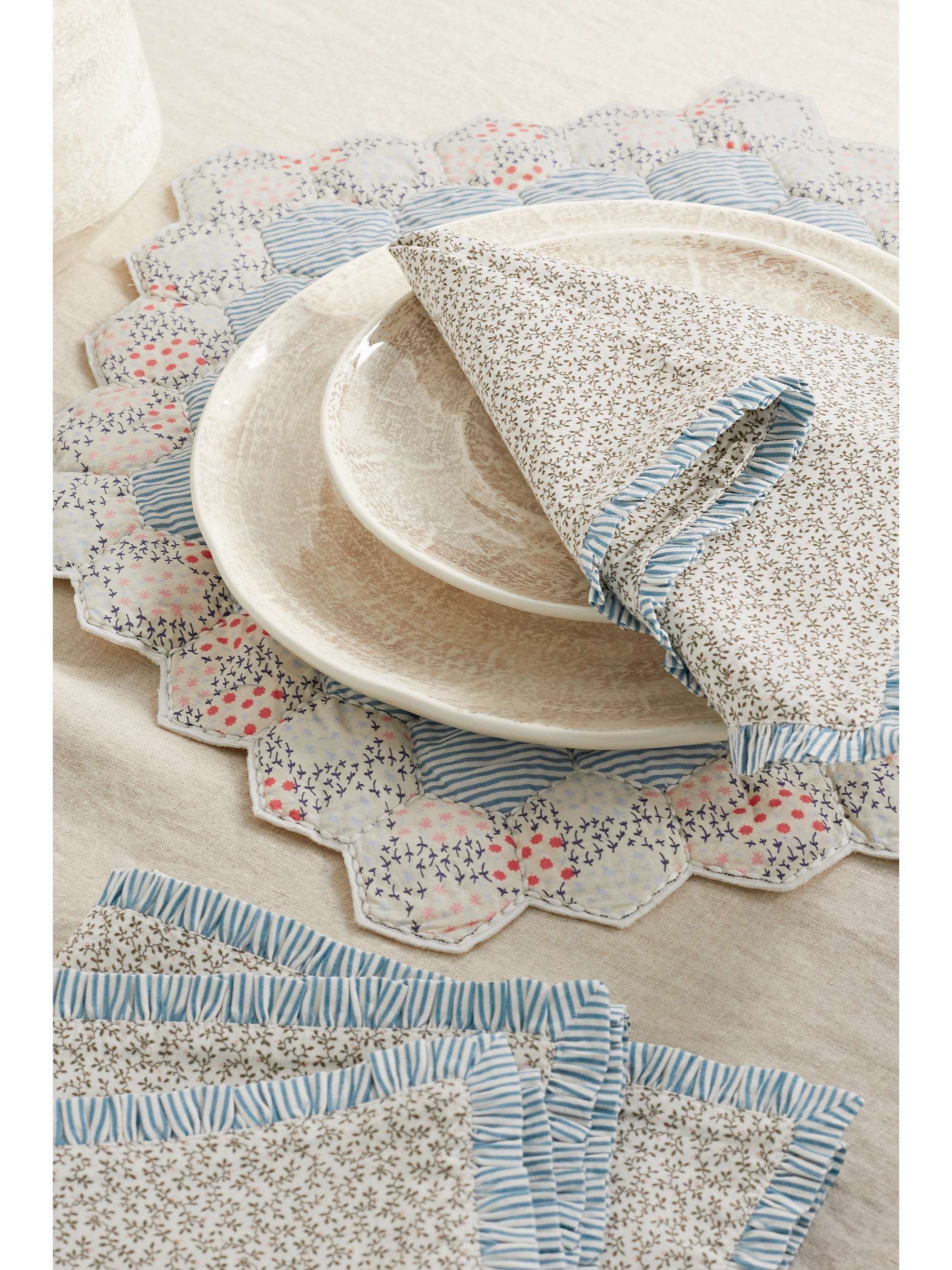 SEA Ida set of four ruffled floral-print napkins
