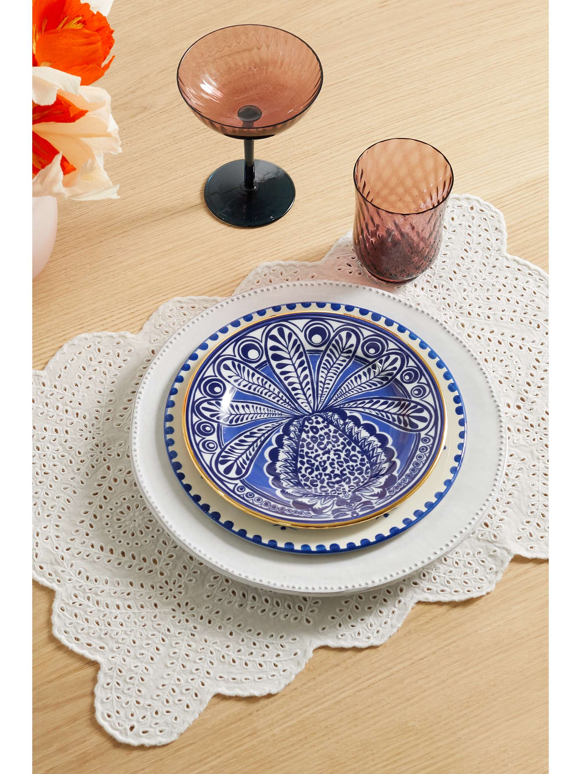 SEA Set de table en broderie anglaise de coton à festons Vienne