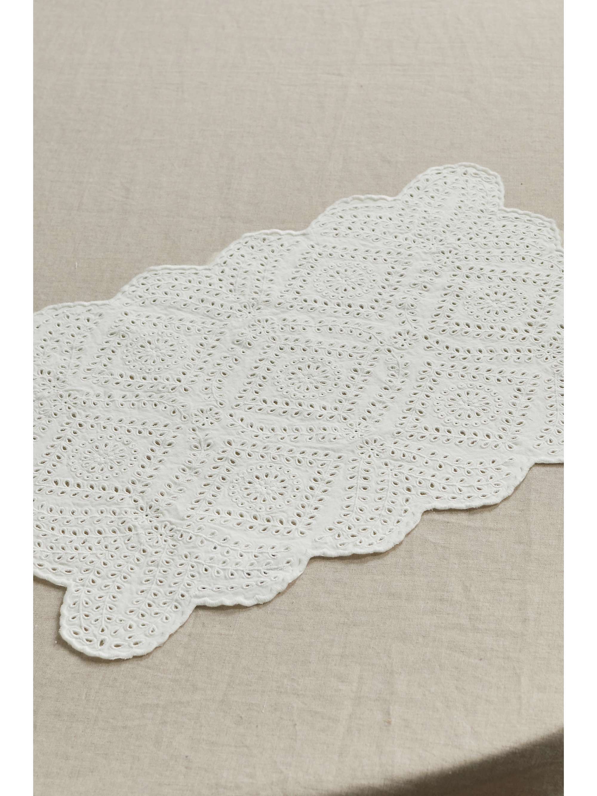 SEA Vienne set of two scalloped broderie anglaise cotton napkins