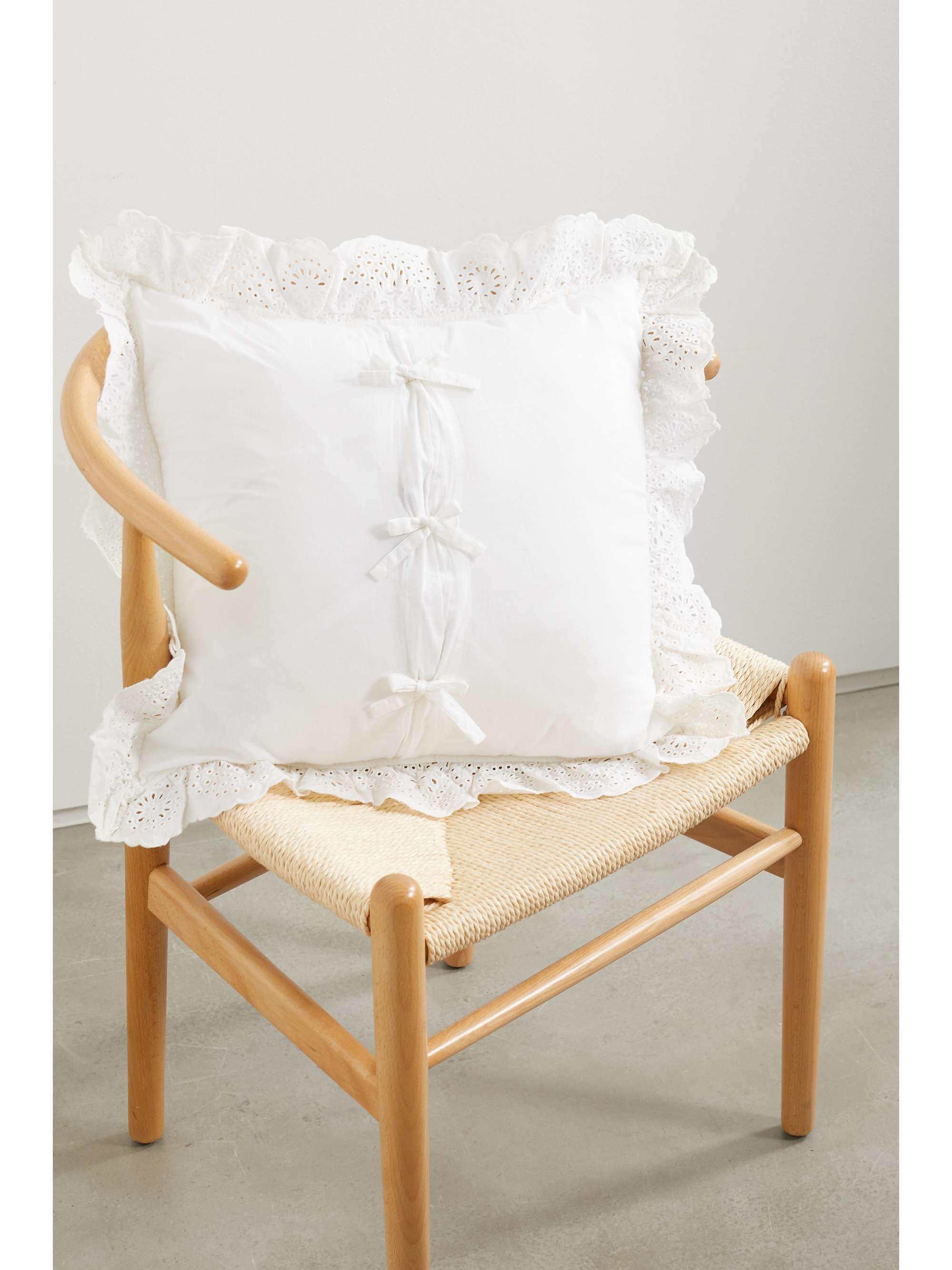 SEA Vienne ruffled broderie anglaise cotton cushion