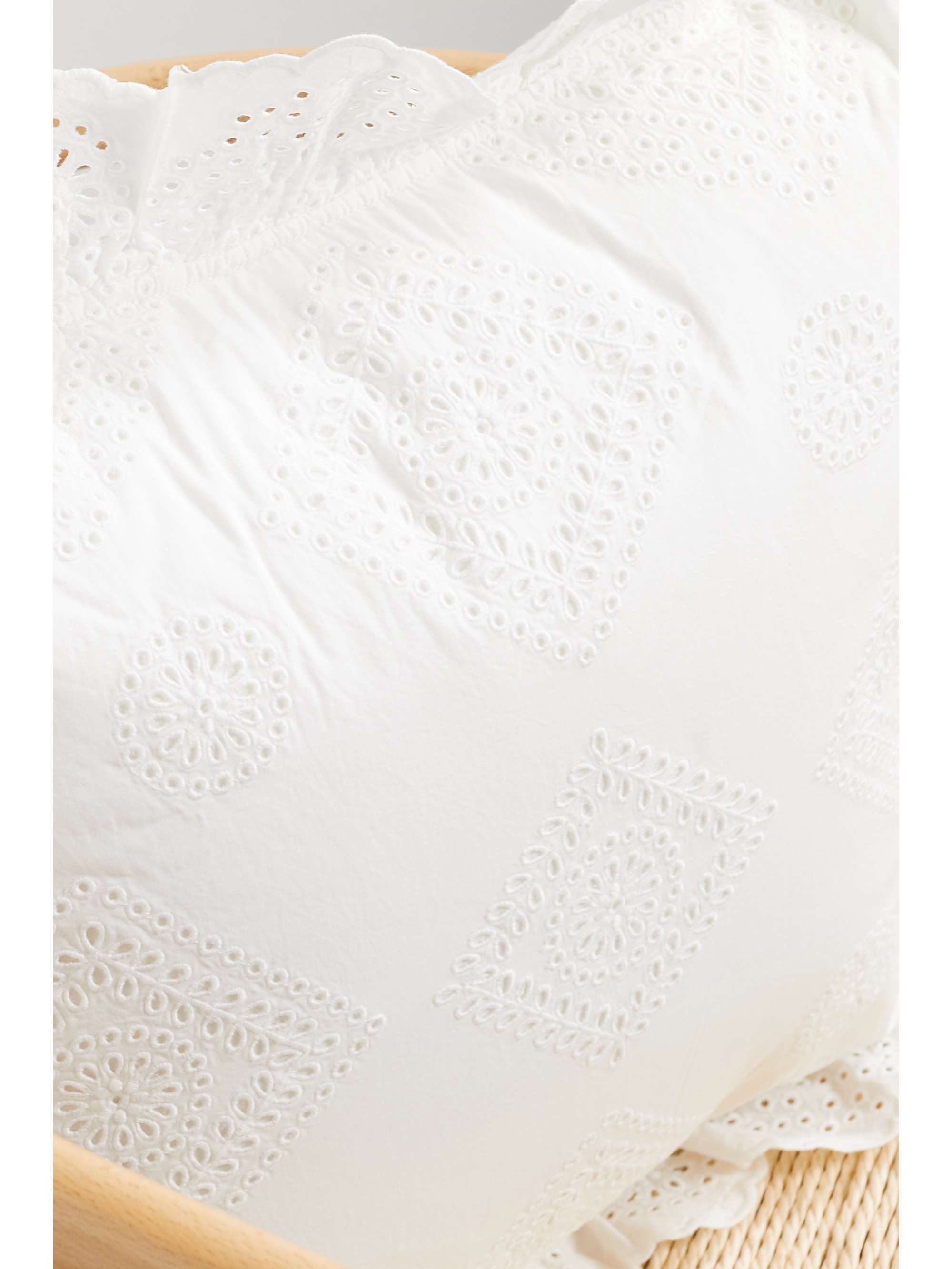 SEA Vienne ruffled broderie anglaise cotton cushion