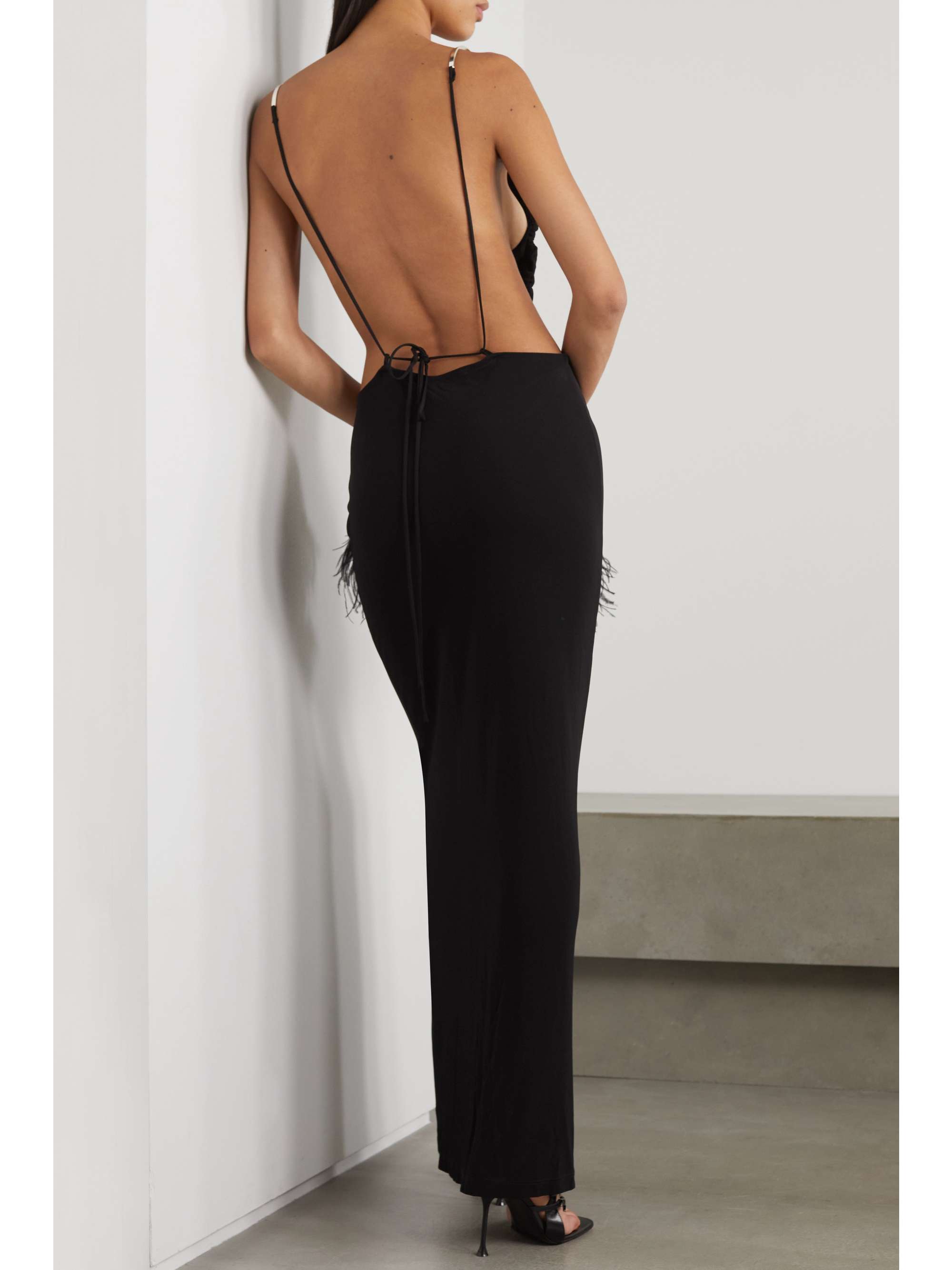 CHRISTOPHER ESBER Open-back embellished ruched crepe gown