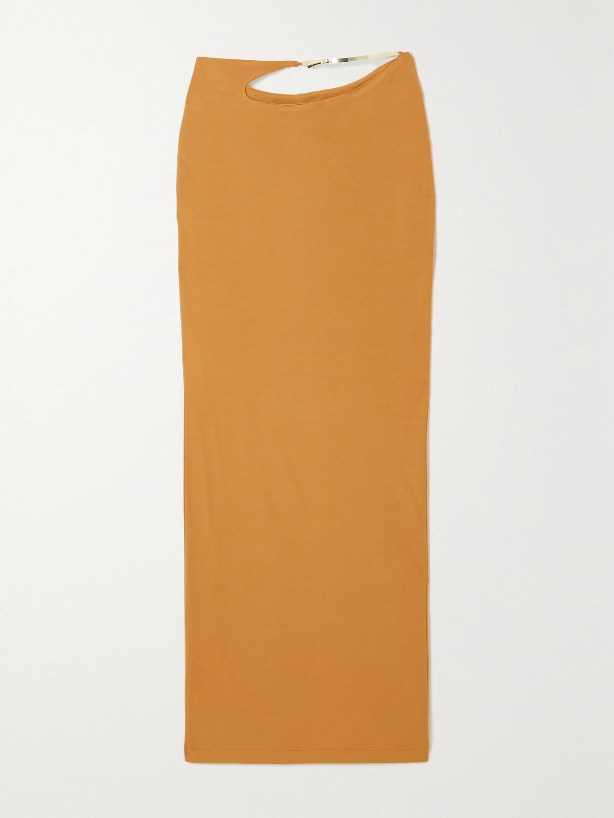 Shop Christopher Esber Buckled Cutout Jersey Maxi Skirt In Brown