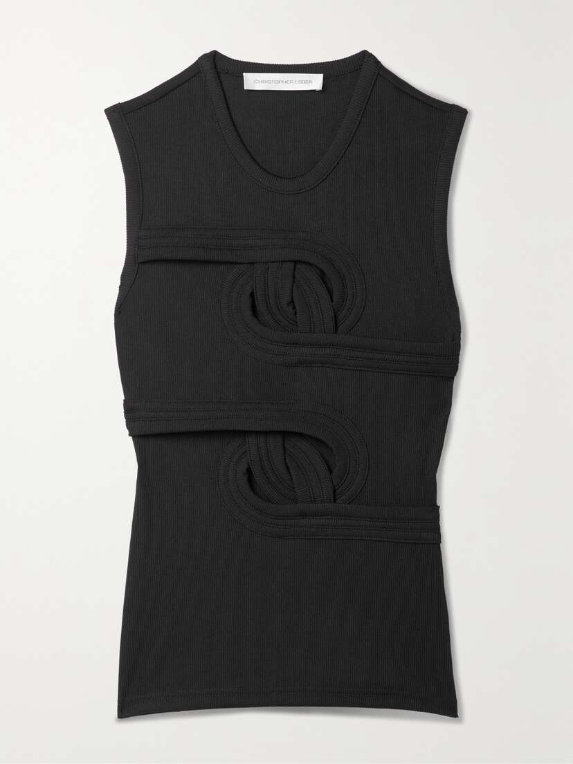 Christopher Esber Embellished Ribbed-knit Tank - UK 14