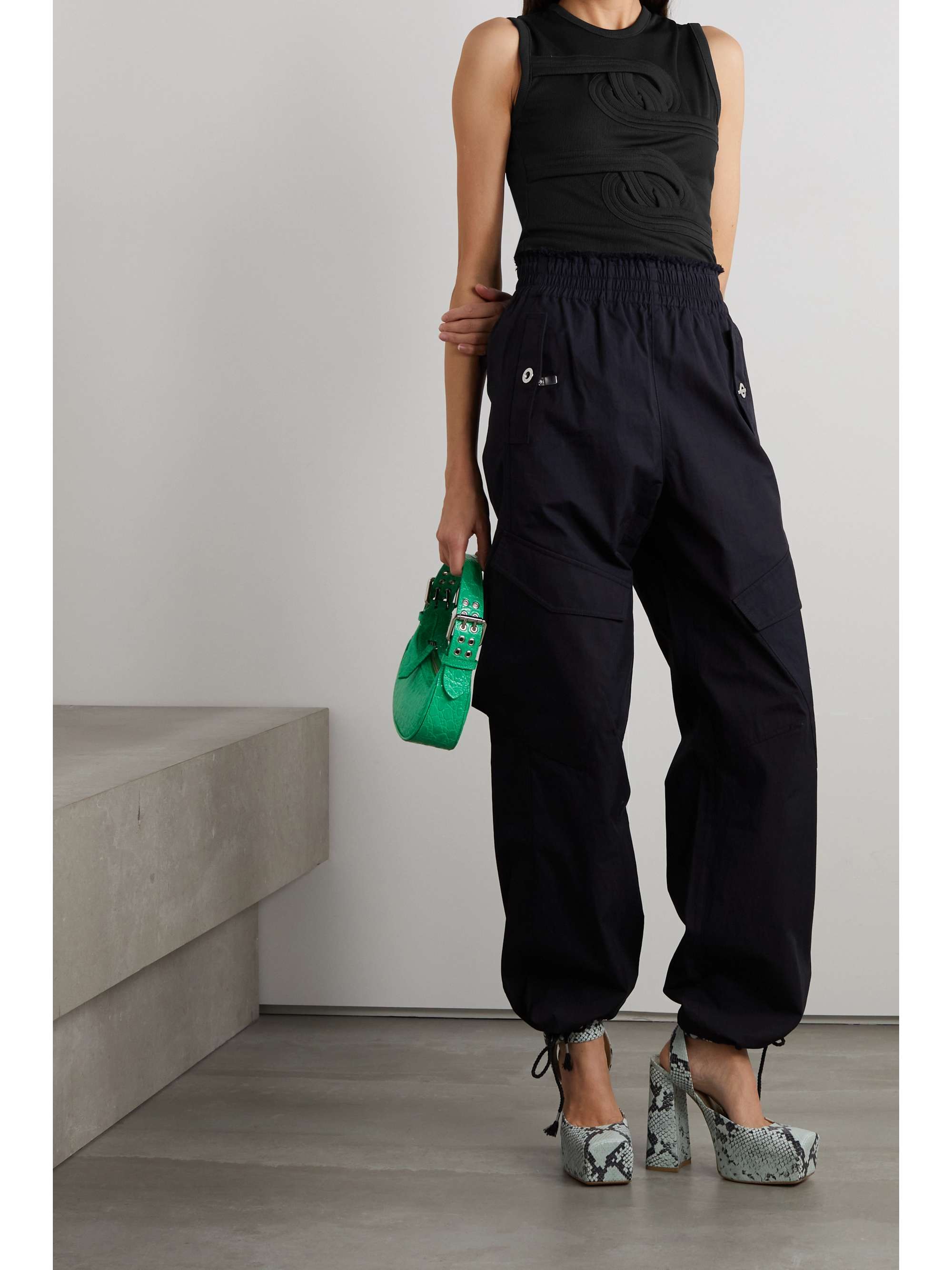 CHRISTOPHER ESBER Embellished ribbed-knit tank