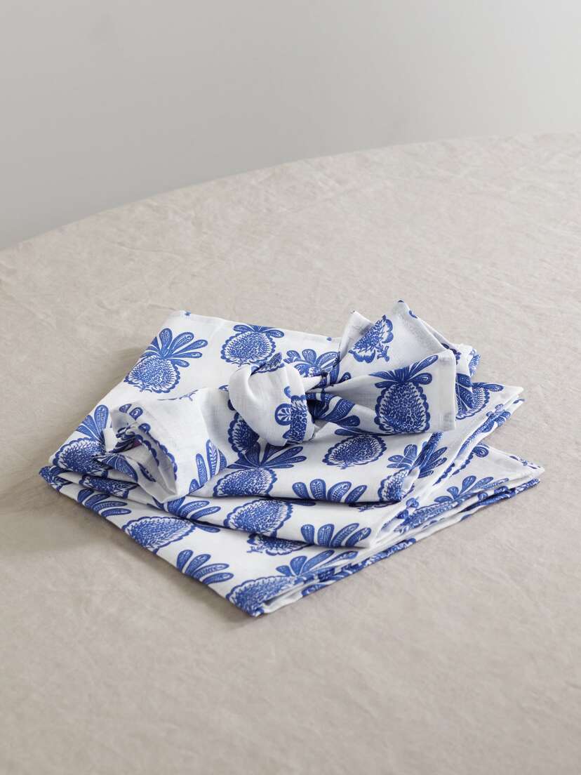 La DoubleJ Set Of Six Printed Linen Napkins