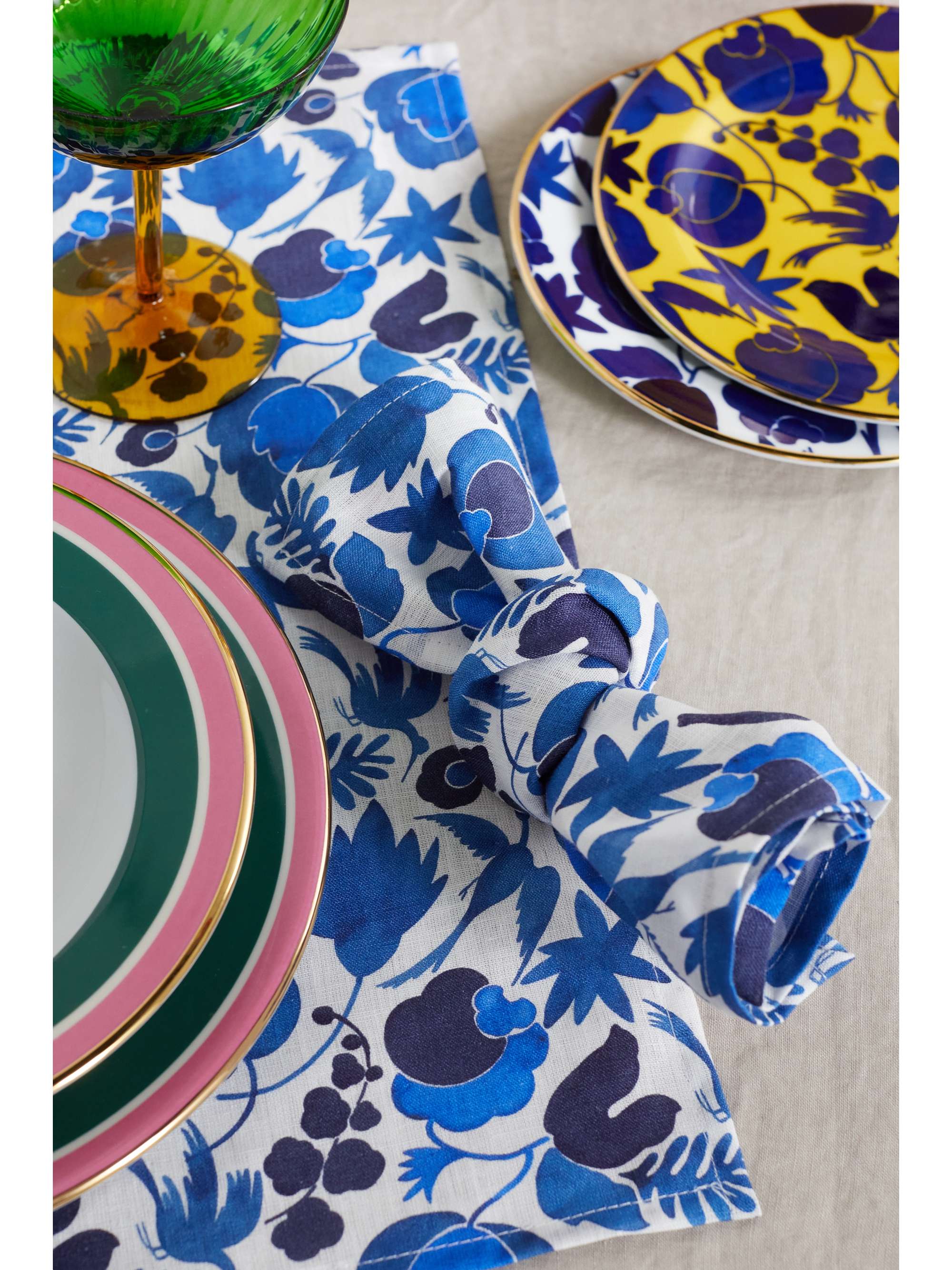 LA DOUBLEJ Set of six printed linen napkins
