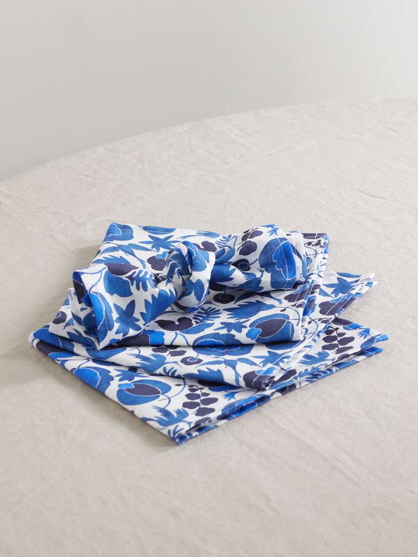 La DoubleJ Set Of Six Printed Linen Napkins