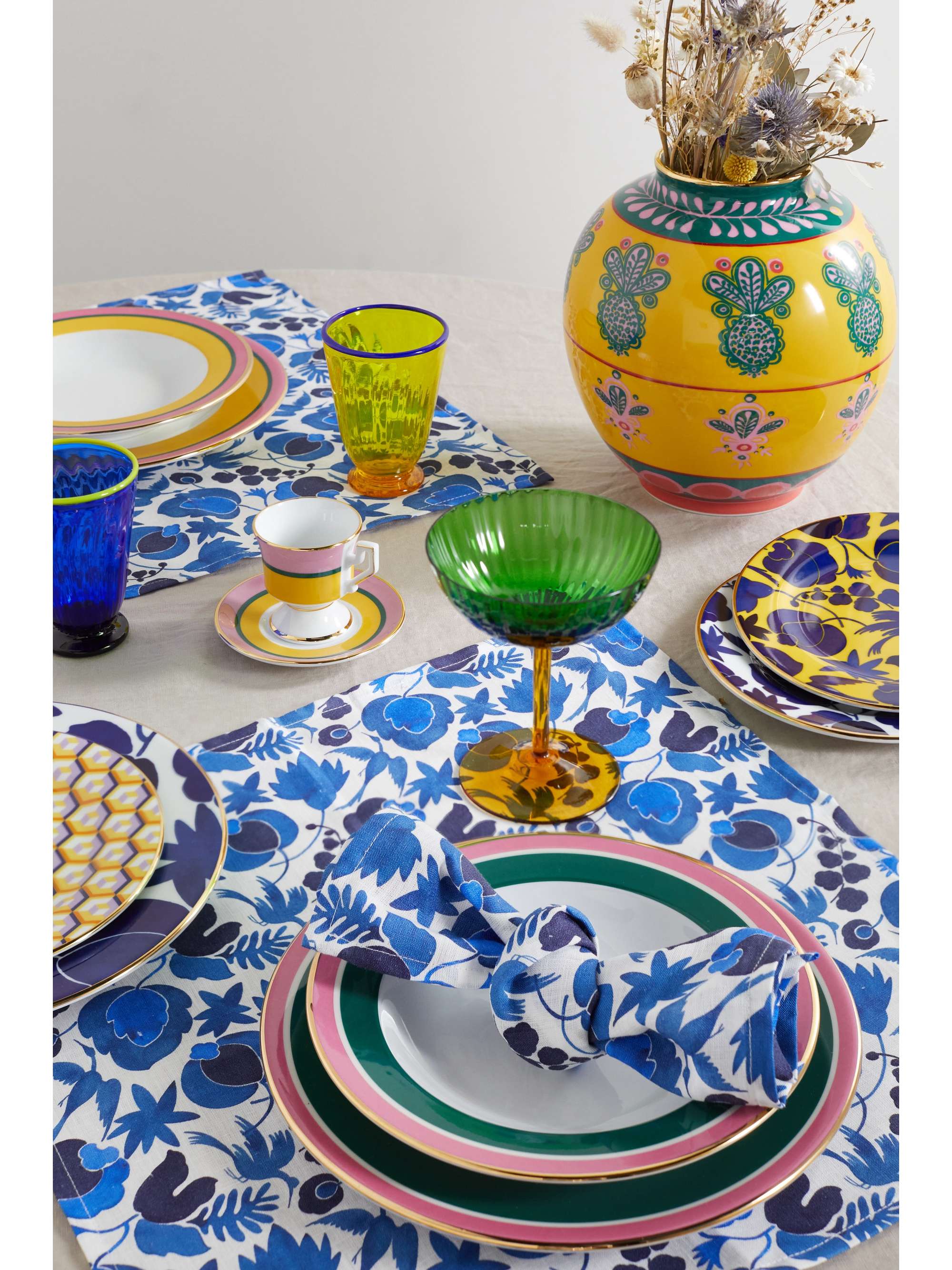 LA DOUBLEJ Set of six printed linen napkins
