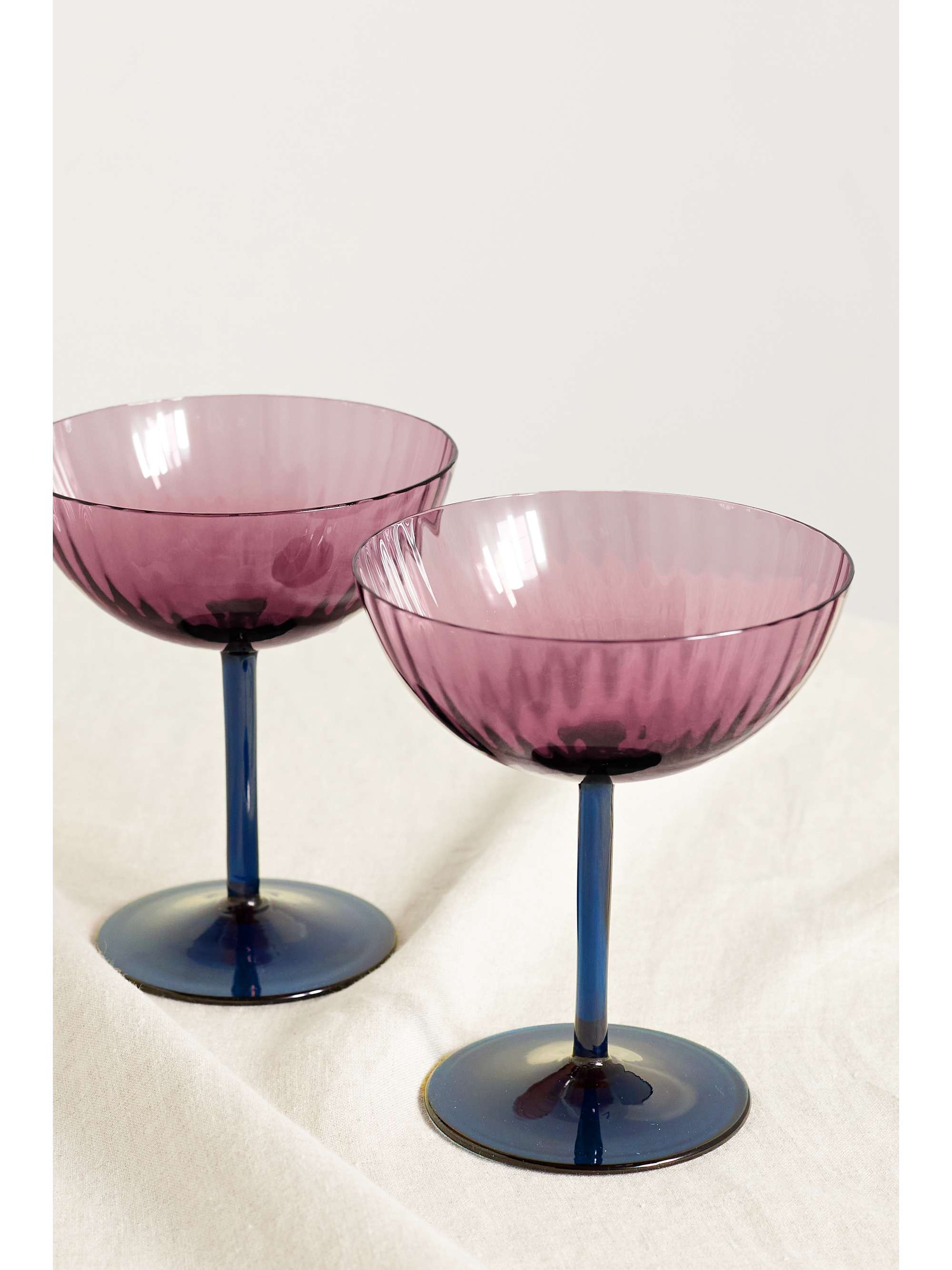 LA DOUBLEJ Set of two Murano glass champagne coupes