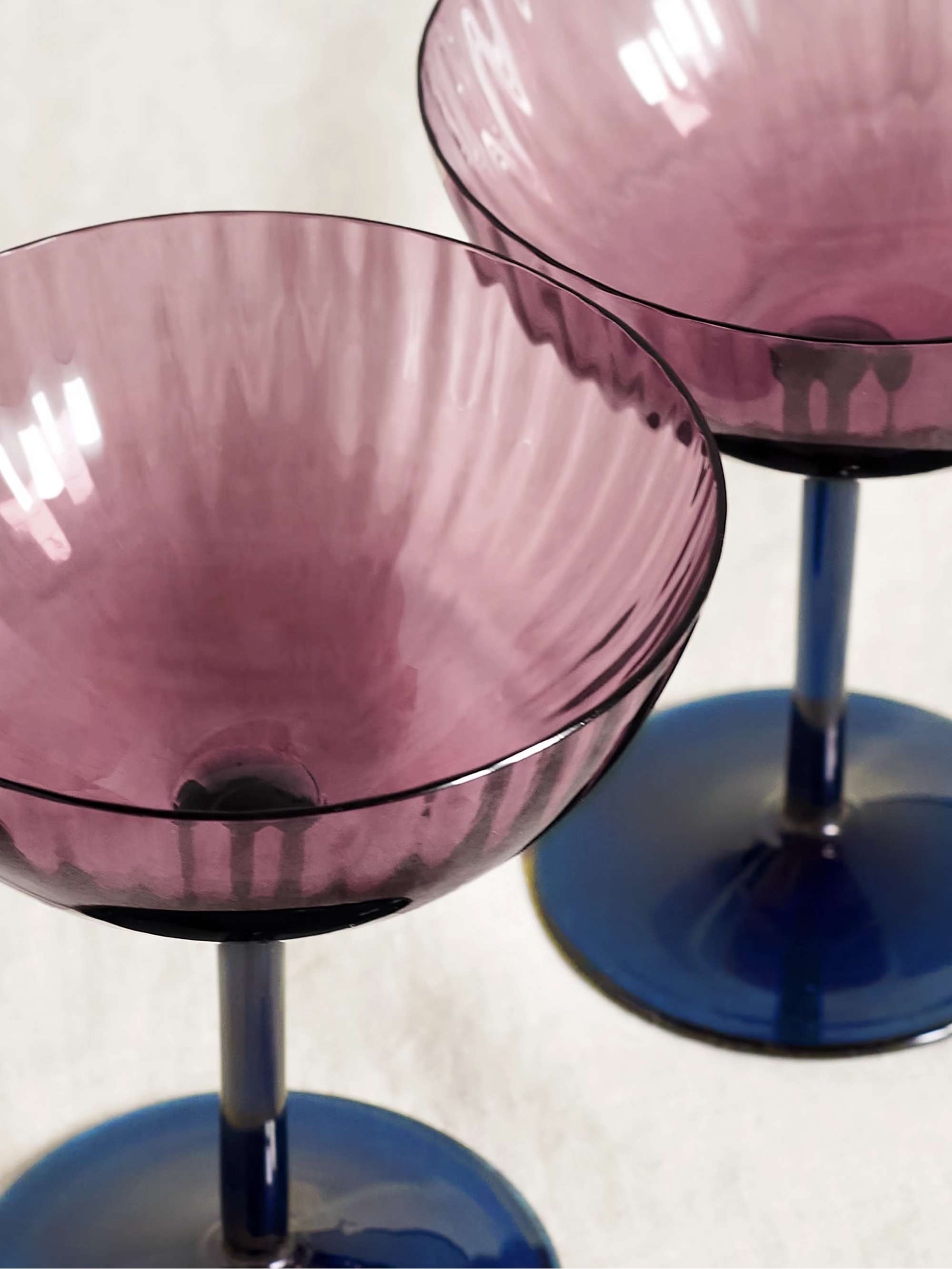 LA DOUBLEJ Set of two Murano glass champagne coupes