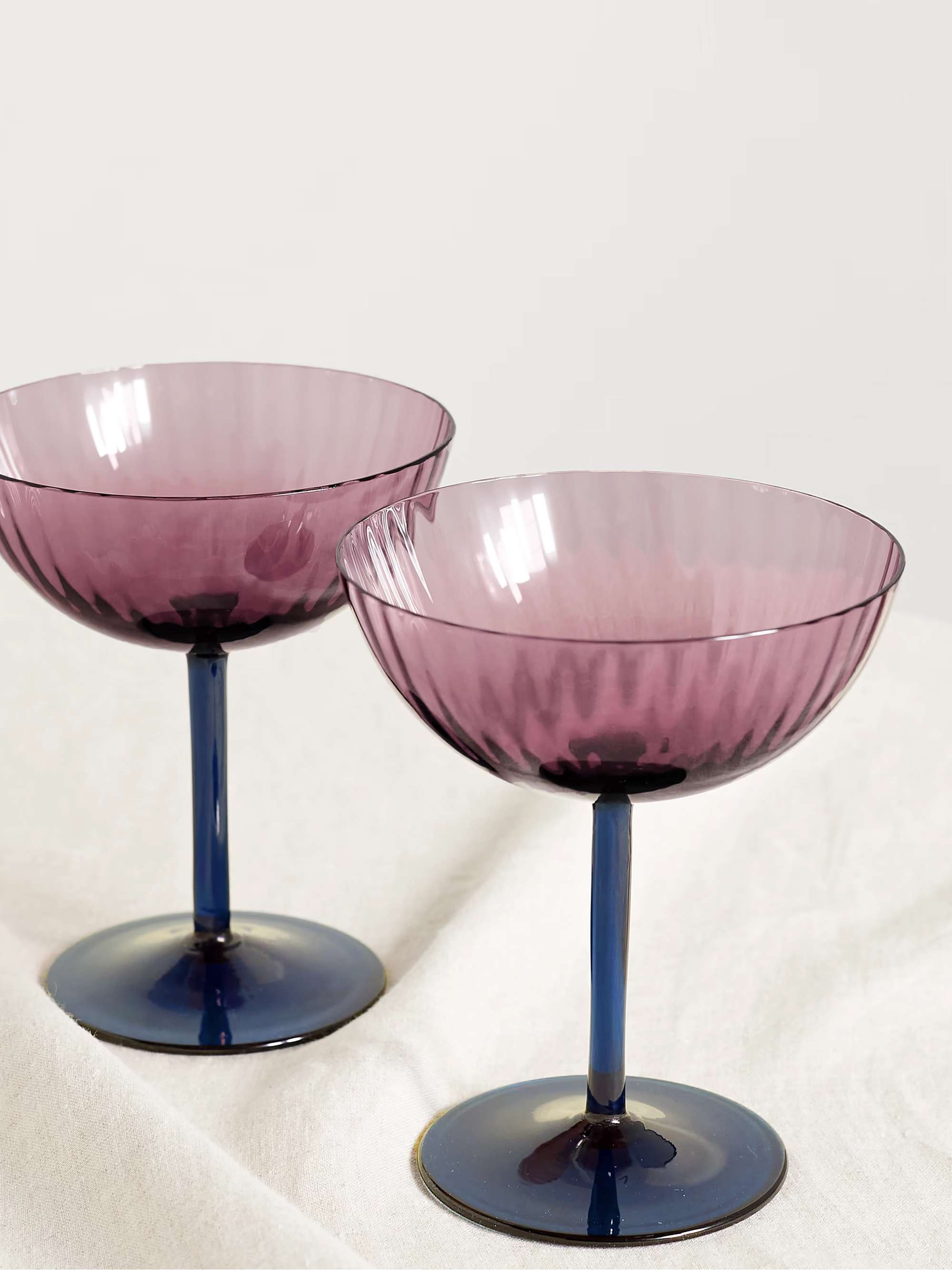 LA DOUBLEJ Set of two Murano glass champagne coupes