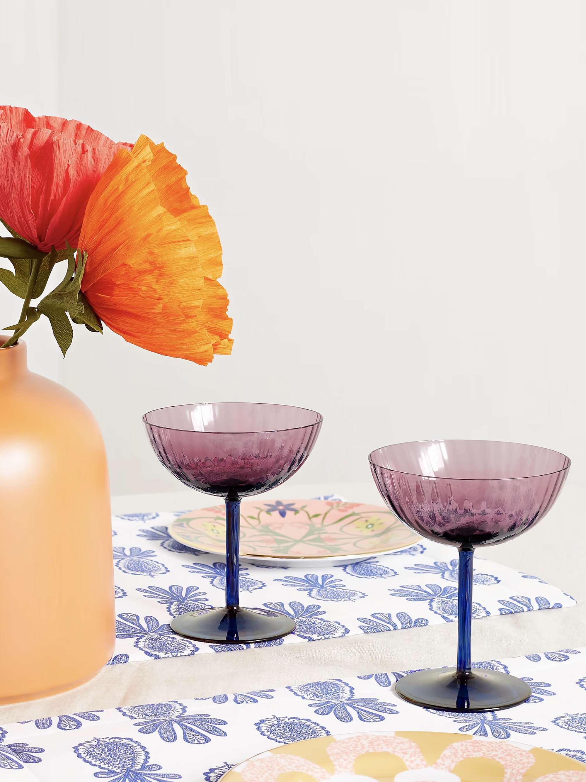 LA DOUBLEJ Set of two Murano glass champagne coupes
