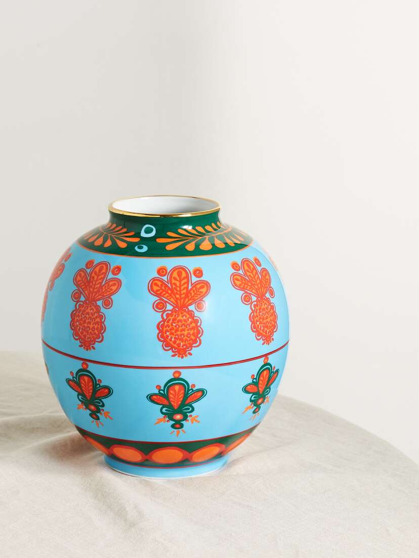 La DoubleJ Bubble Gold-plated Painted Porcelain Vase